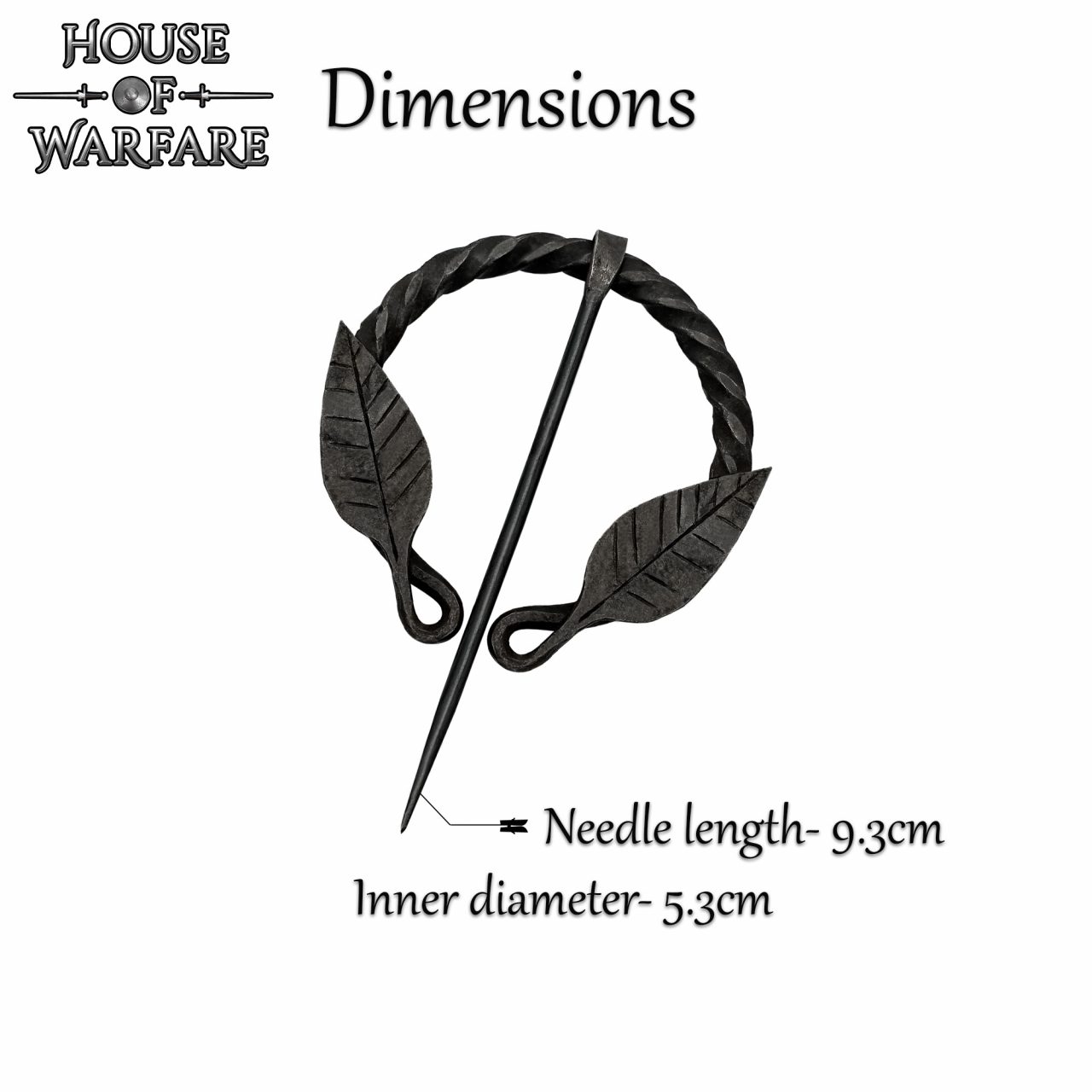 Imagen única de: Alfiler de Capa Medieval de Hierro Forjado a Mano con Motivo de Hojas - Broche de Fíbula Estilo Vikingo