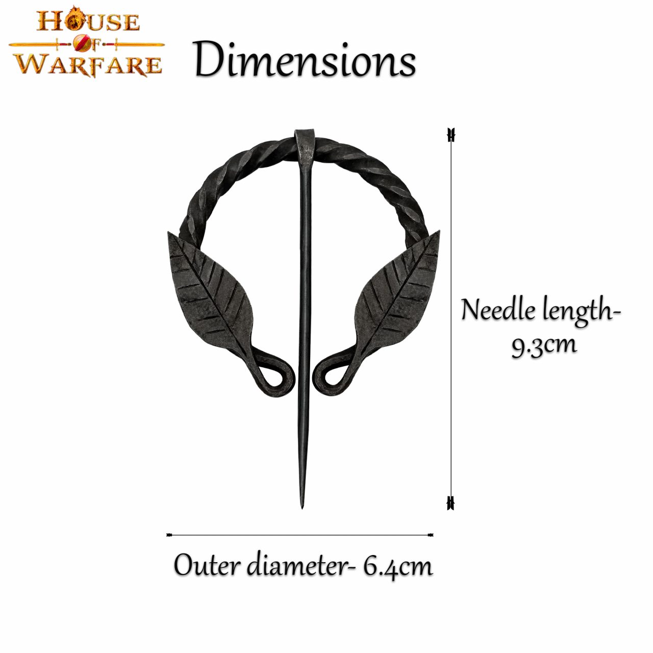 Imagen única de: Alfiler de Capa Medieval de Hierro Forjado a Mano con Motivo de Hojas - Broche de Fíbula Estilo Vikingo