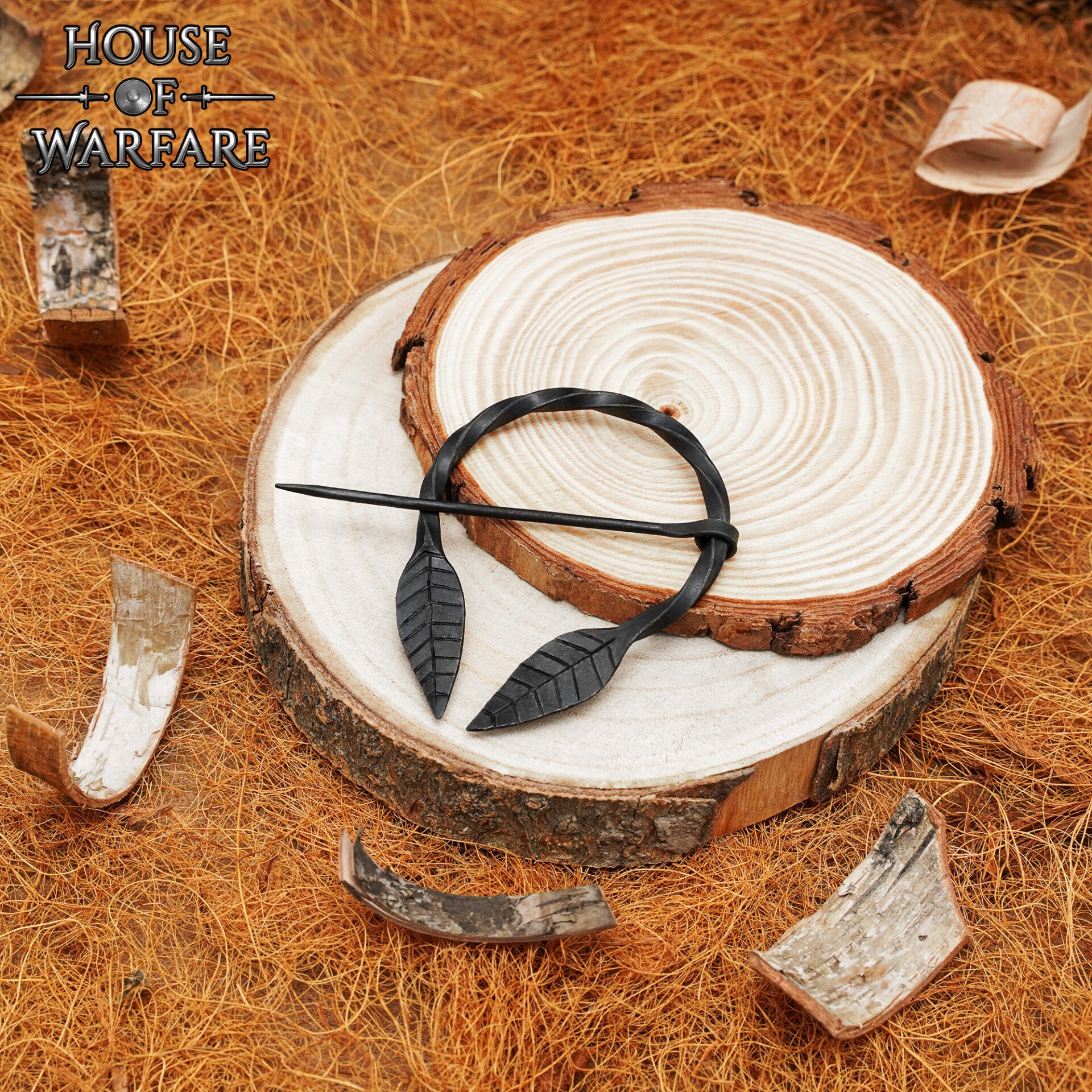 Imagen única de: Broche Hoja Celta Forjado a Mano Alfiler de Capa