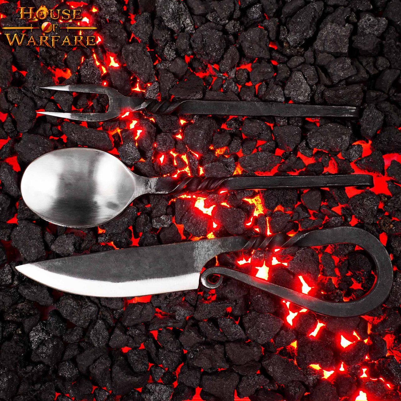 Imagen única de: Juego de Cubiertos Medievales Forjados a Mano con Vaina