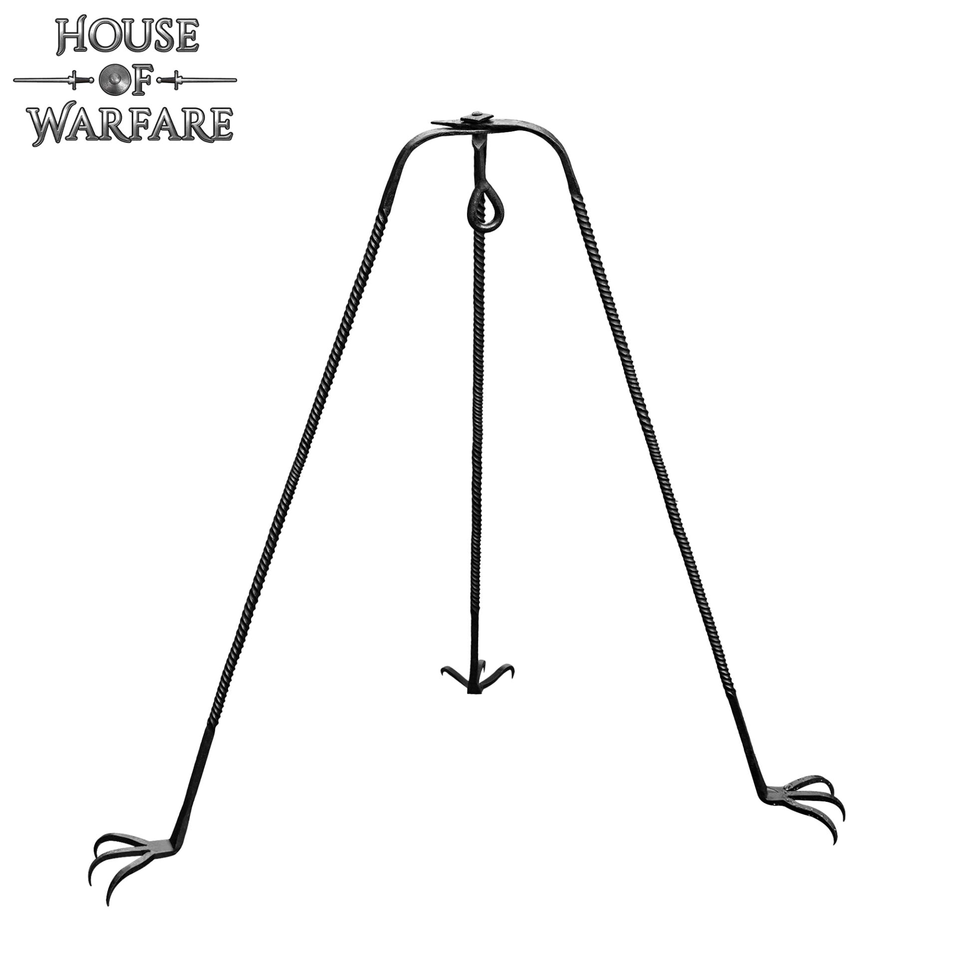 Imagen única de: Trípode de Cocina de Hierro Medieval Forjado a Mano - Acabado en Negro Soporte de Hoguera para Cocinar Al Aire Libre