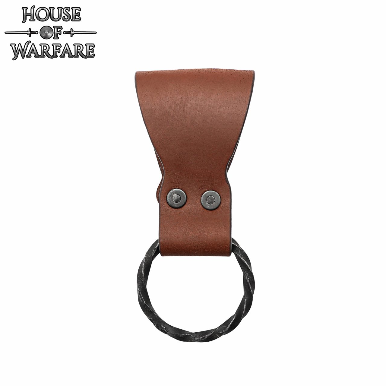 Imagen única de: Rana Medieval de Cuero con Anillo de Hierro Torcido Forjado a Mano - Porta Cinturón Marrón para Hachas, Espadas y Herramientas - 6 "x1.5"