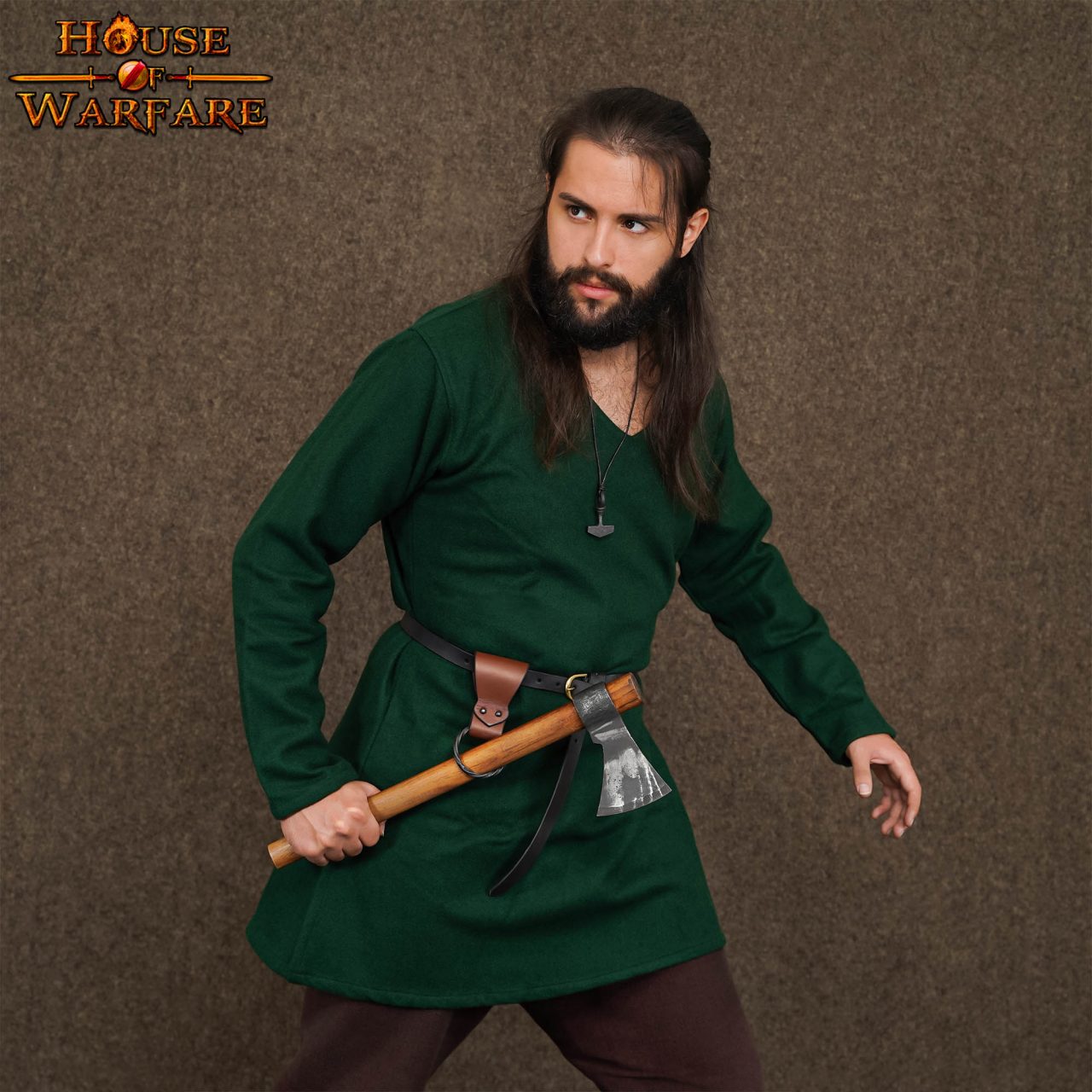 Imagen única de: Rana Medieval de Cuero con Anillo de Hierro Torcido Forjado a Mano - Porta Cinturón Marrón para Hachas, Espadas y Herramientas - 6 "x1.5"