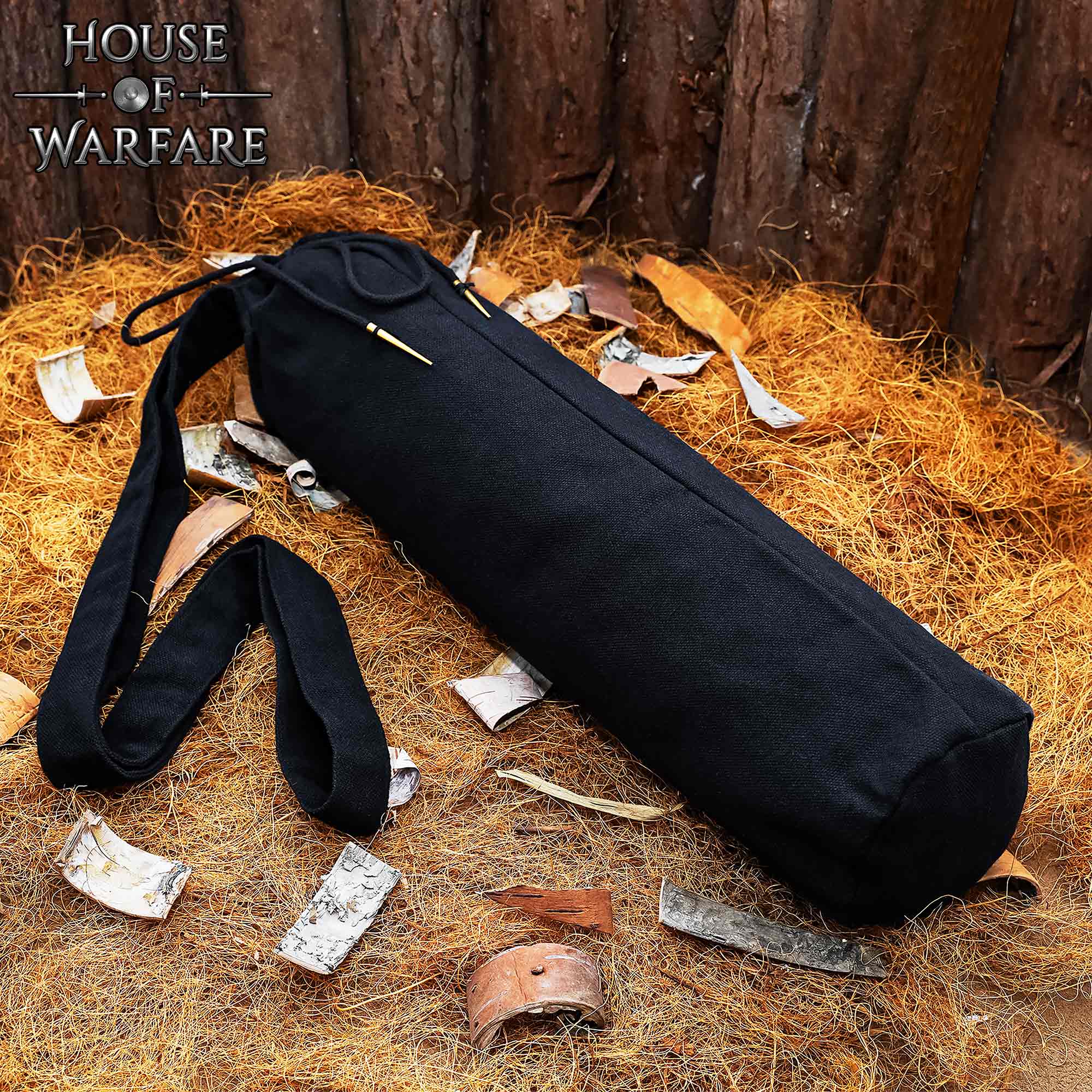 Imagen única de: Funda de Lona Portátil con Cordón para Botellas Negro | Funda Duradera para Botellas