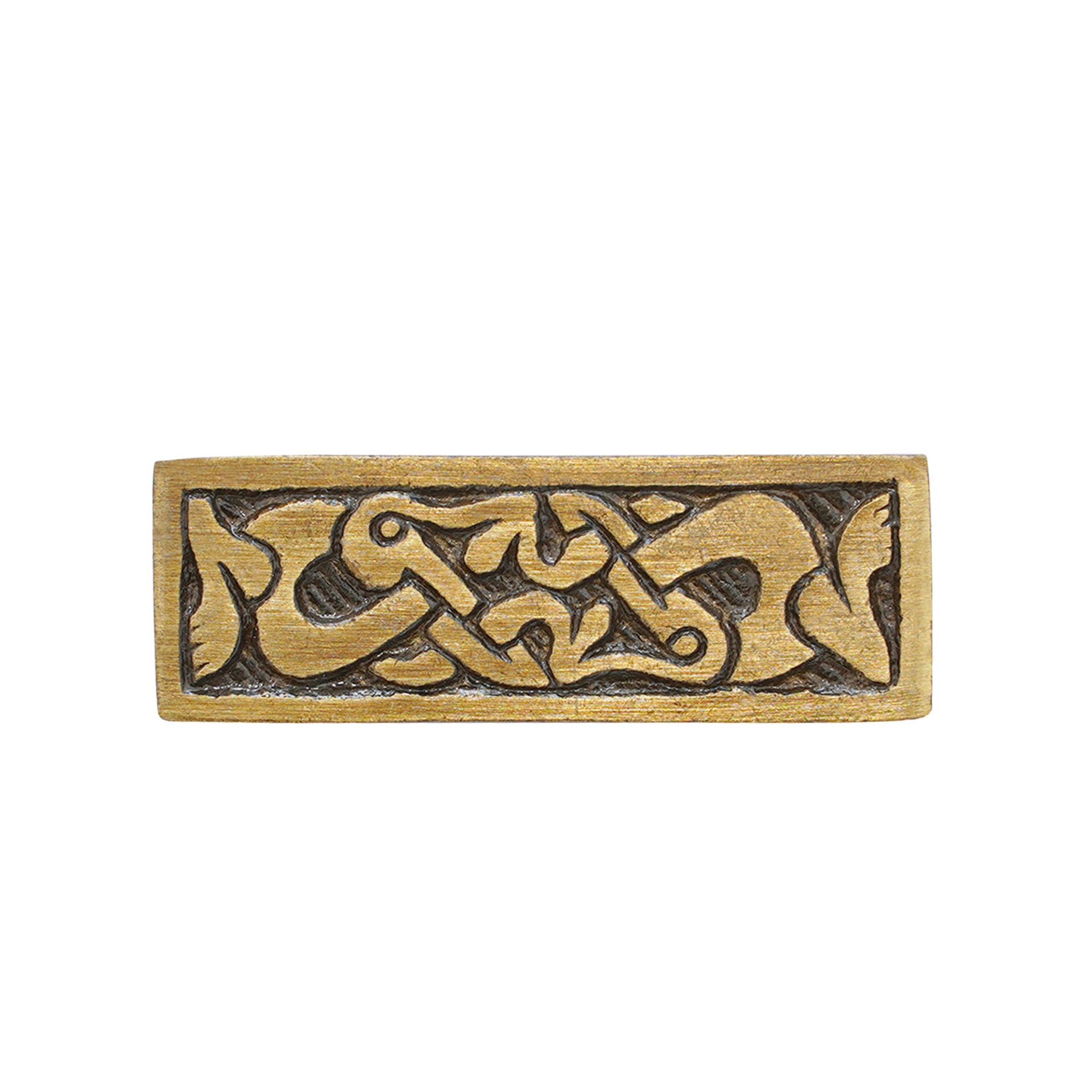 Imagen única de: Placa de Montaje de Latón Vikingo - Acabado Antiguo Decoración Nórdica para Cinturón