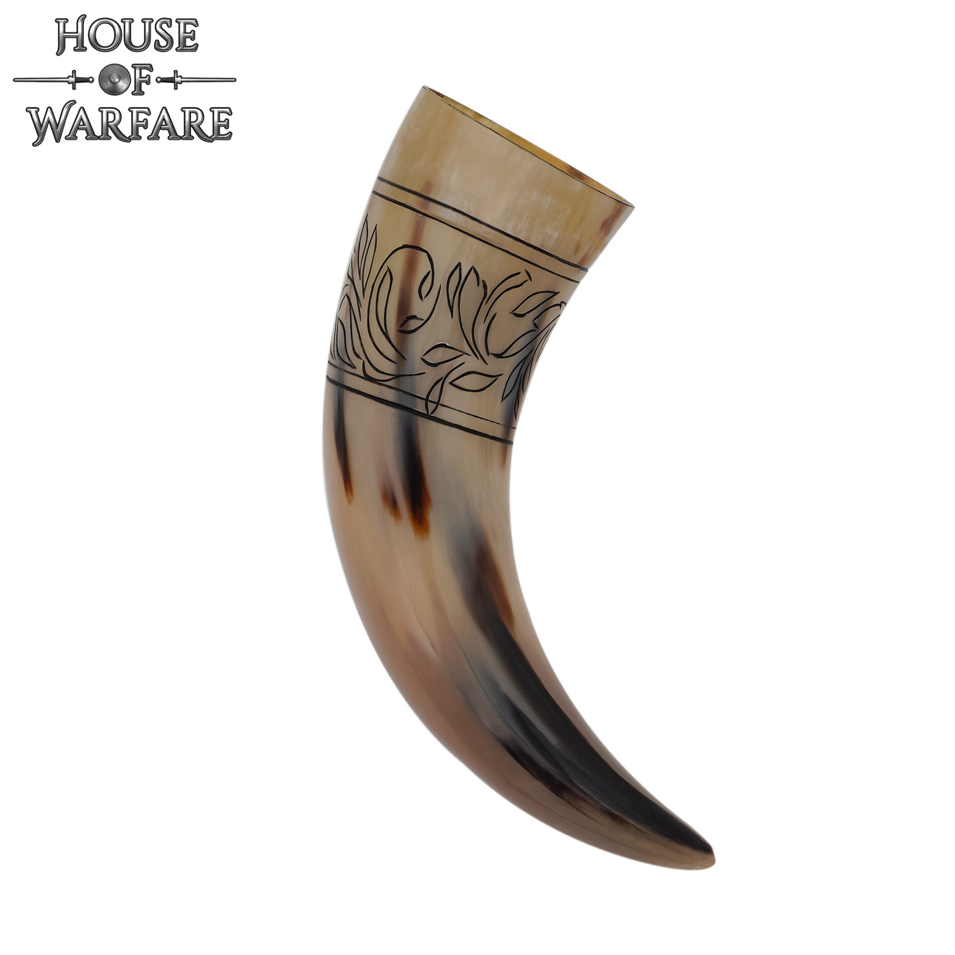 Imagen única de: Auténtico Cuerno para Beber 350 - 400 Ml con Grabado Floral