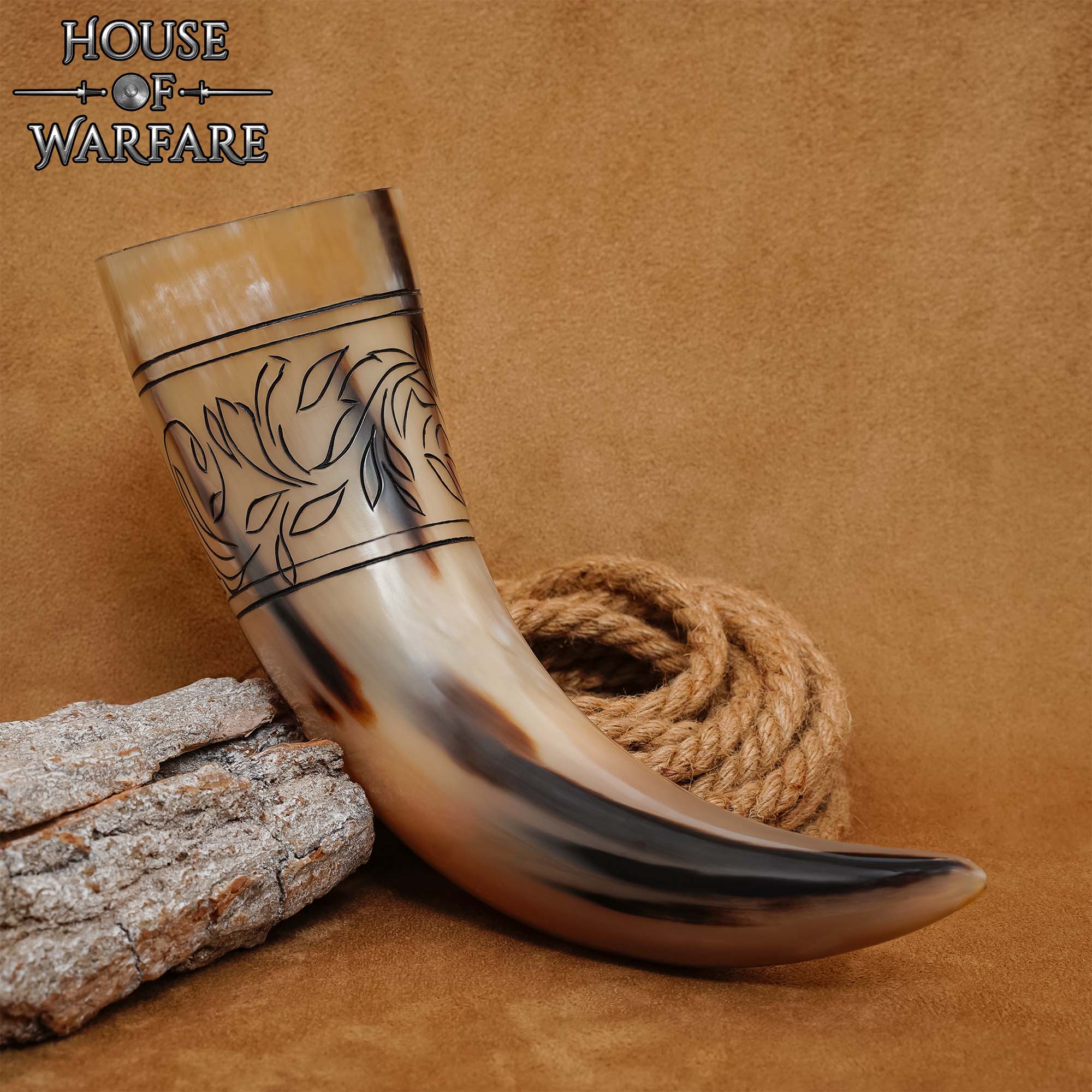 Imagen única de: Auténtico Cuerno para Beber 350 - 400 Ml con Grabado Floral