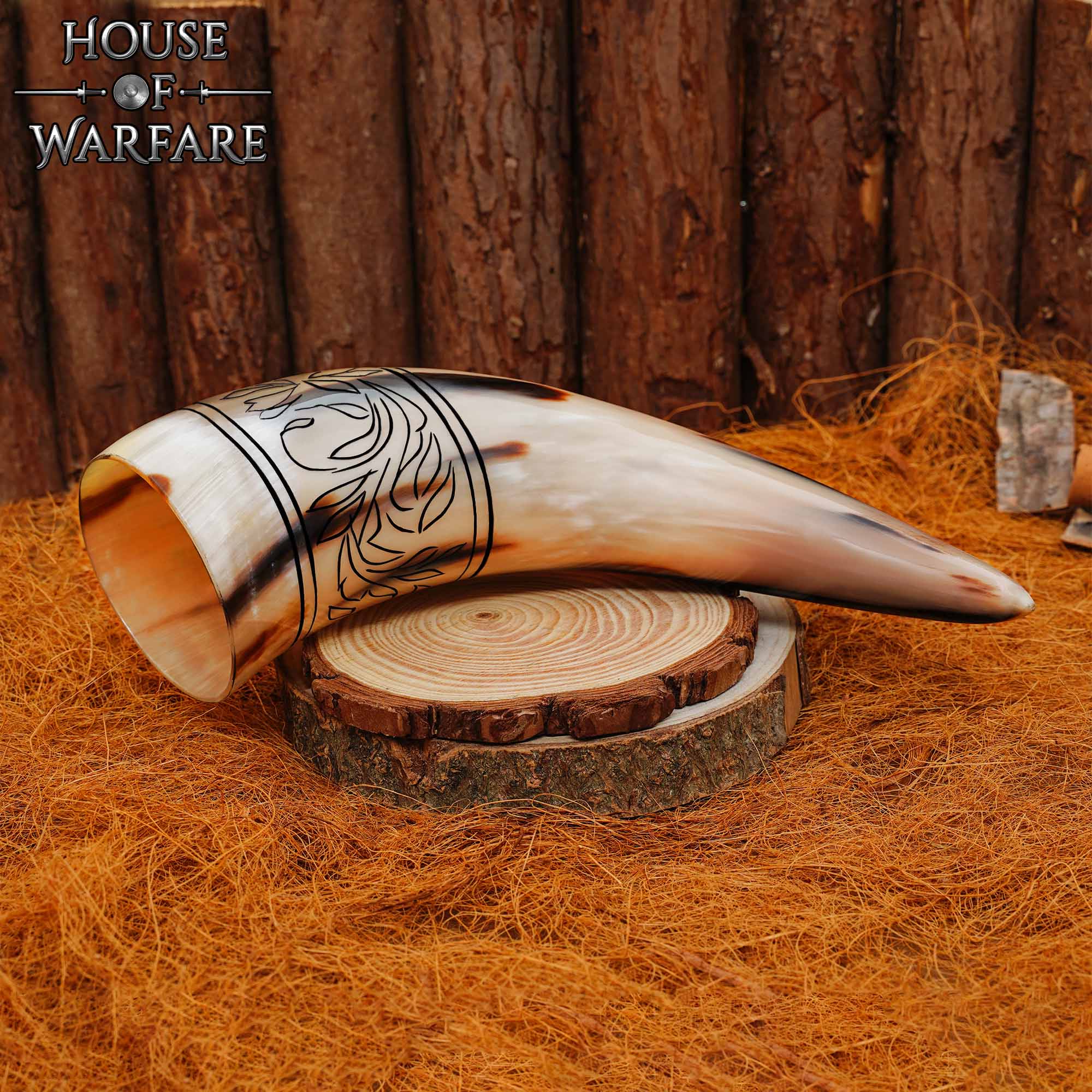 Imagen única de: Auténtico Cuerno para Beber 350 - 400 Ml con Grabado Floral