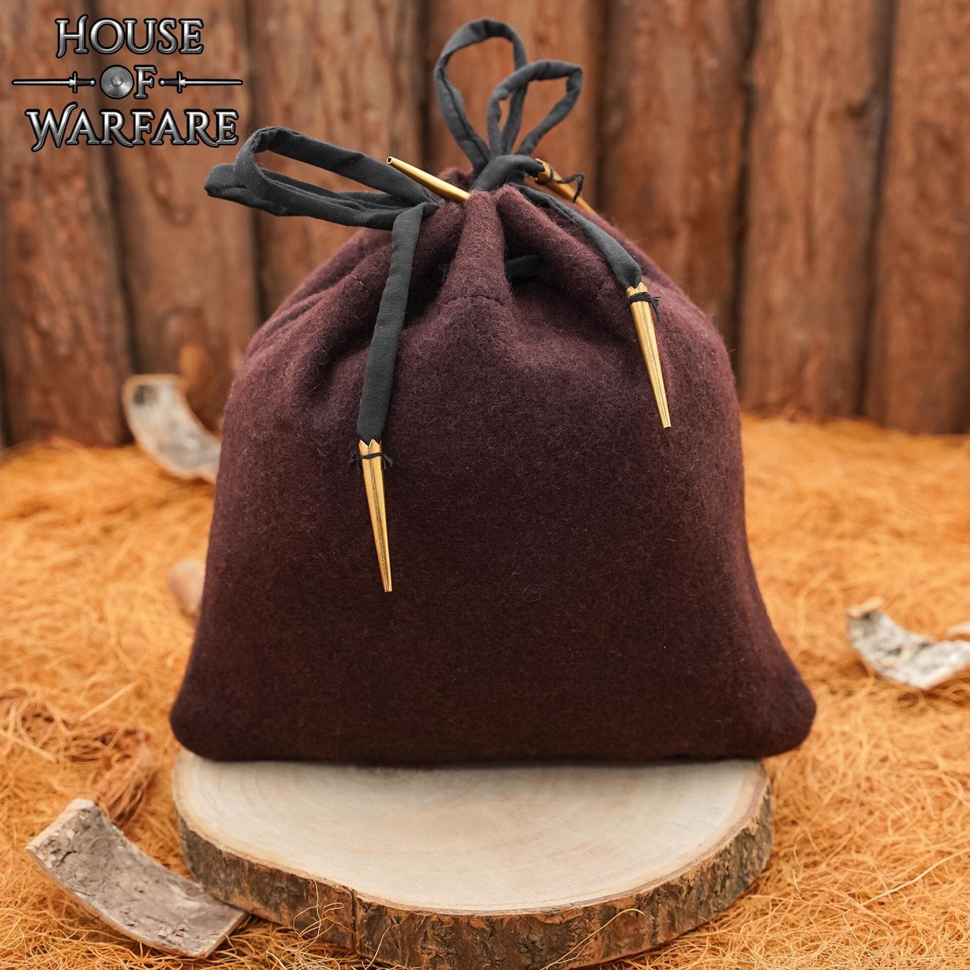 Imagen única de: Bolsa Medieval de Lana con Cordón Artesanal