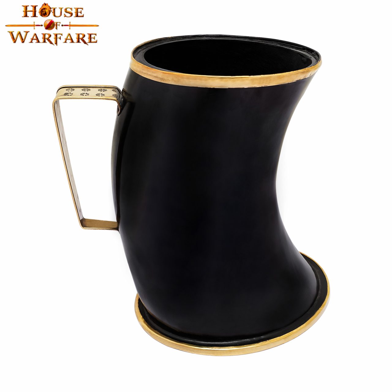 Imagen única de: Jarra de Cuerno de Buey Estilo Vikingo con Borde de Latón Hecha a Mano