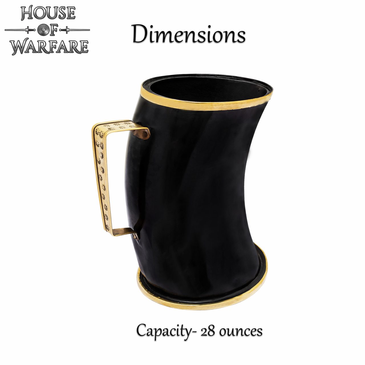 Imagen única de: Jarra de Cuerno de Buey Estilo Vikingo con Borde de Latón Hecha a Mano