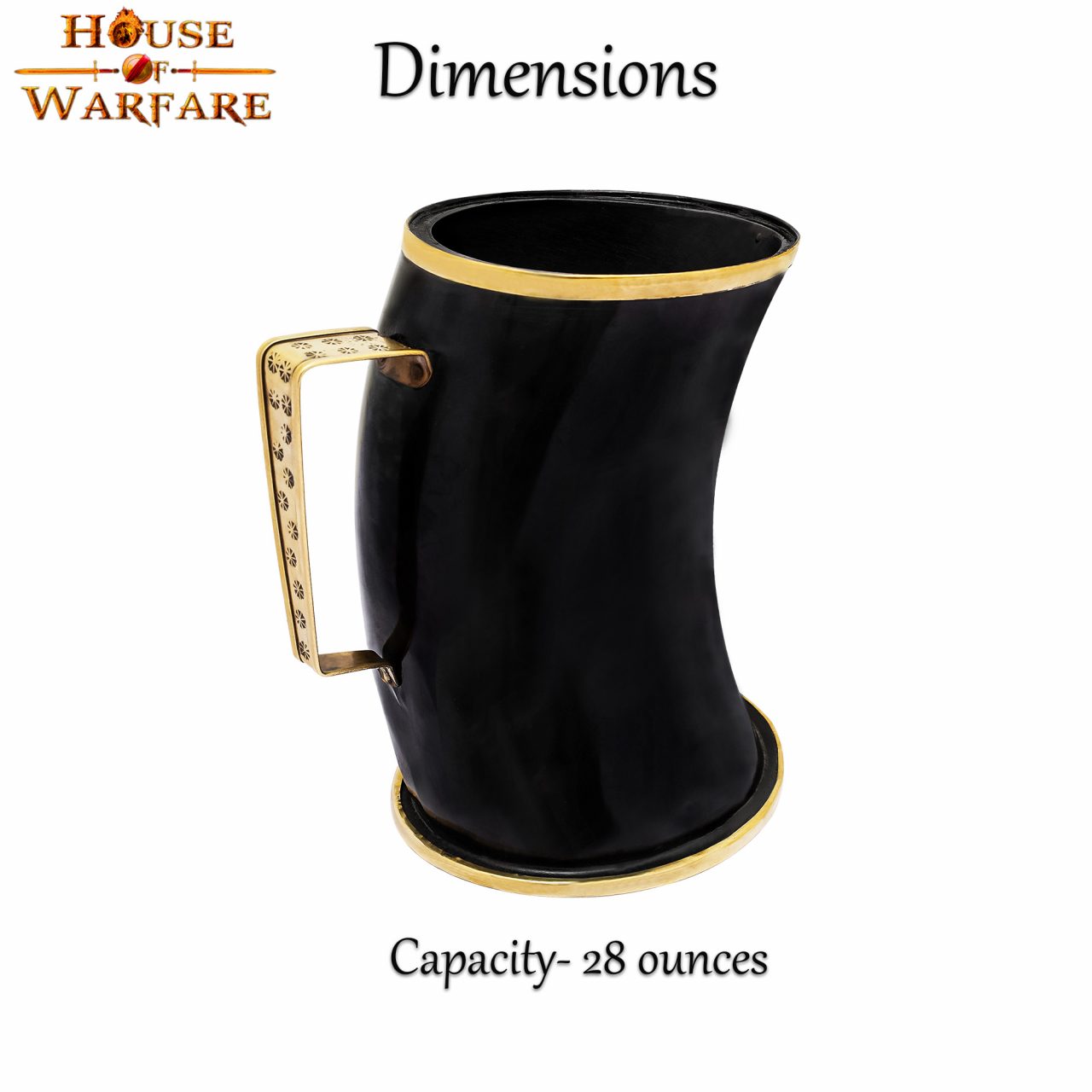 Imagen única de: Jarra de Cuerno de Buey Estilo Vikingo con Borde de Latón Hecha a Mano