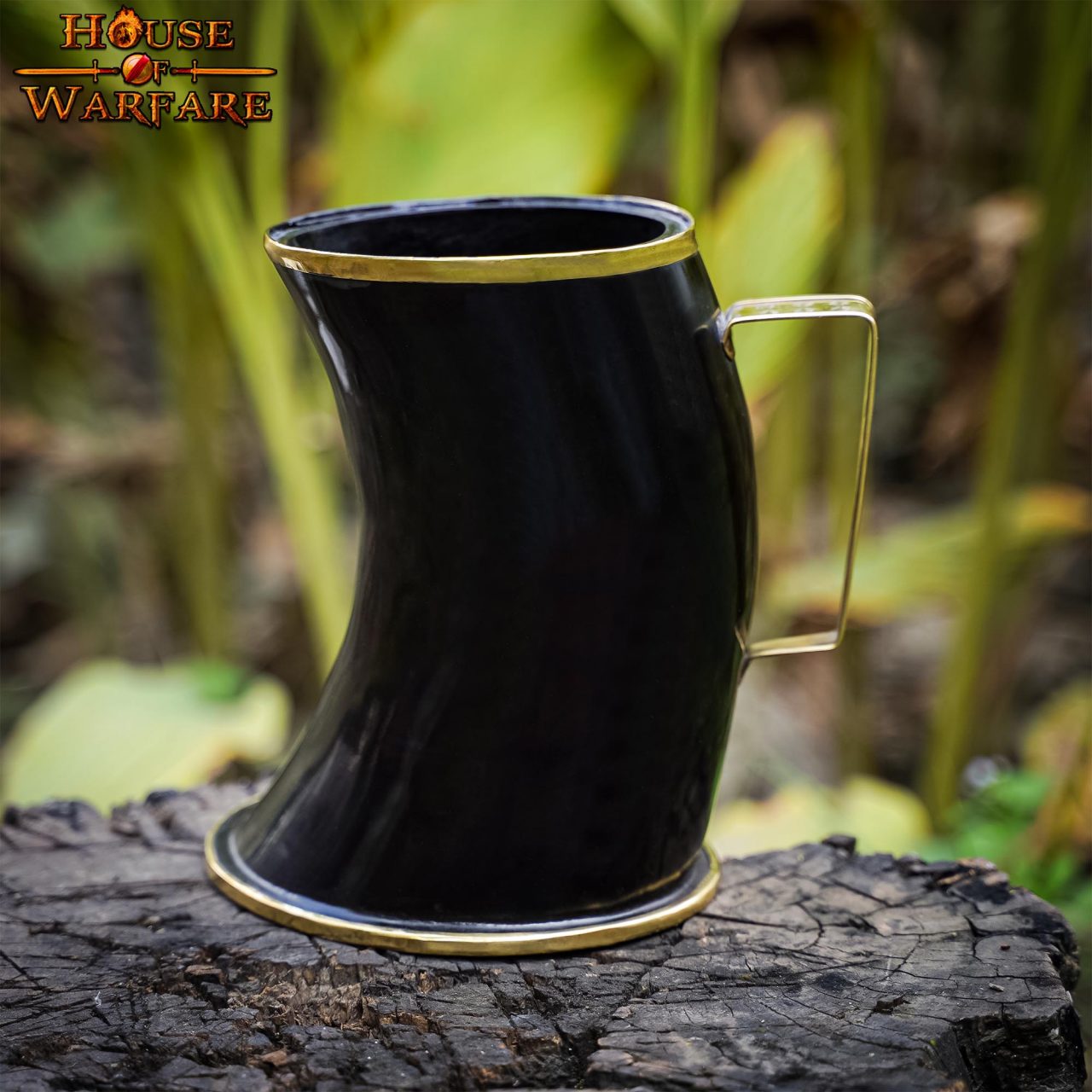 Imagen única de: Jarra de Cuerno de Buey Estilo Vikingo con Borde de Latón Hecha a Mano