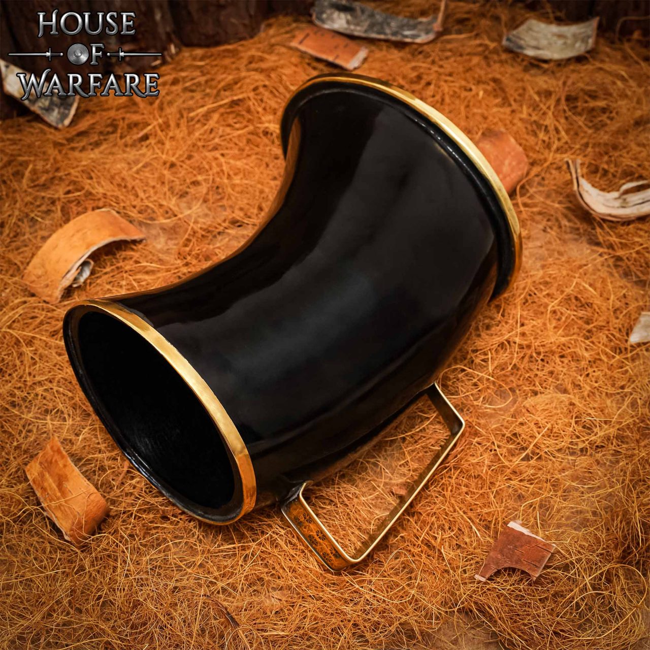 Imagen única de: Jarra de Cuerno de Buey Estilo Vikingo con Borde de Latón Hecha a Mano