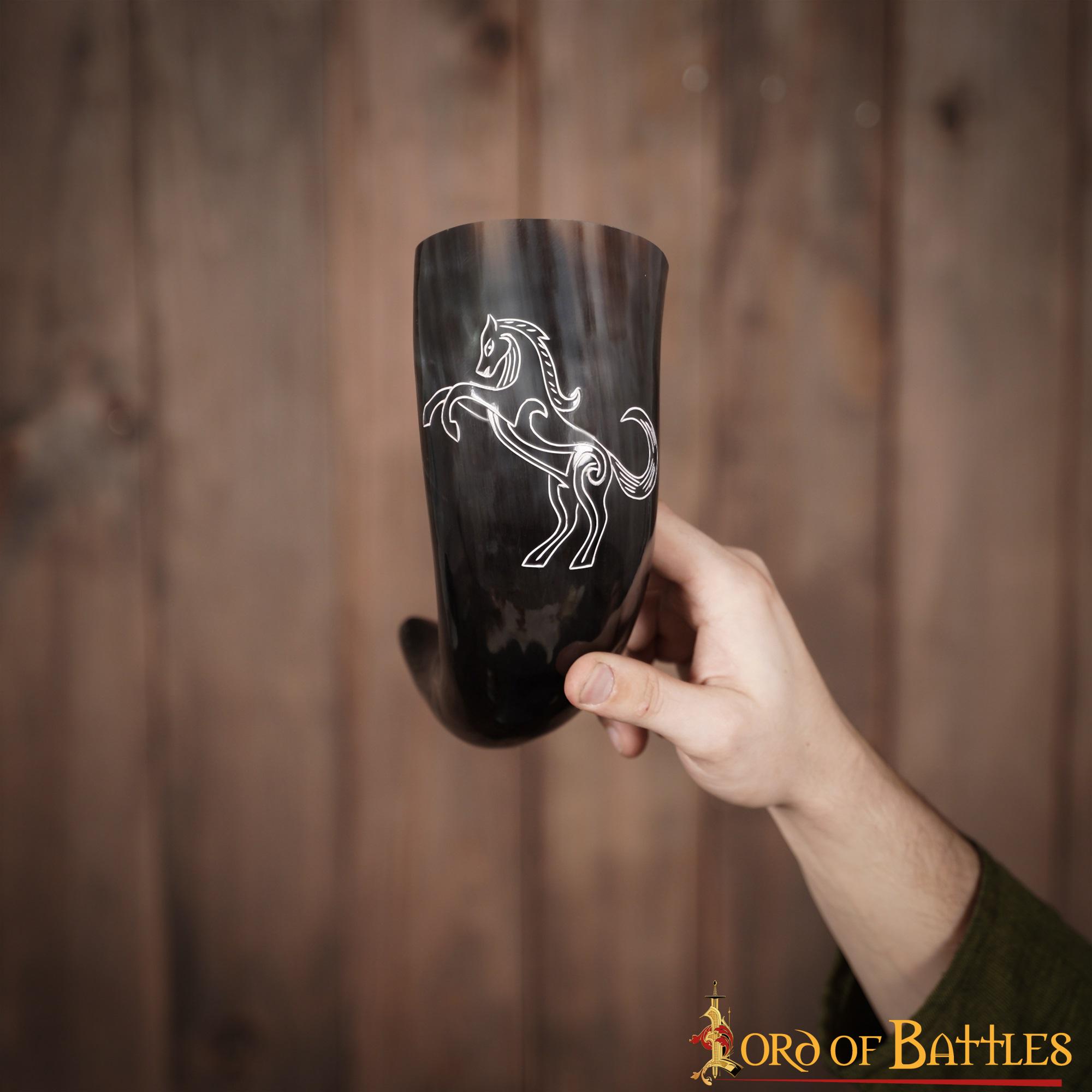 Imagen única de: Viking Drinking Horn 400 - 500 Ml Cuerno de Buey Auténtico Hecho a Mano