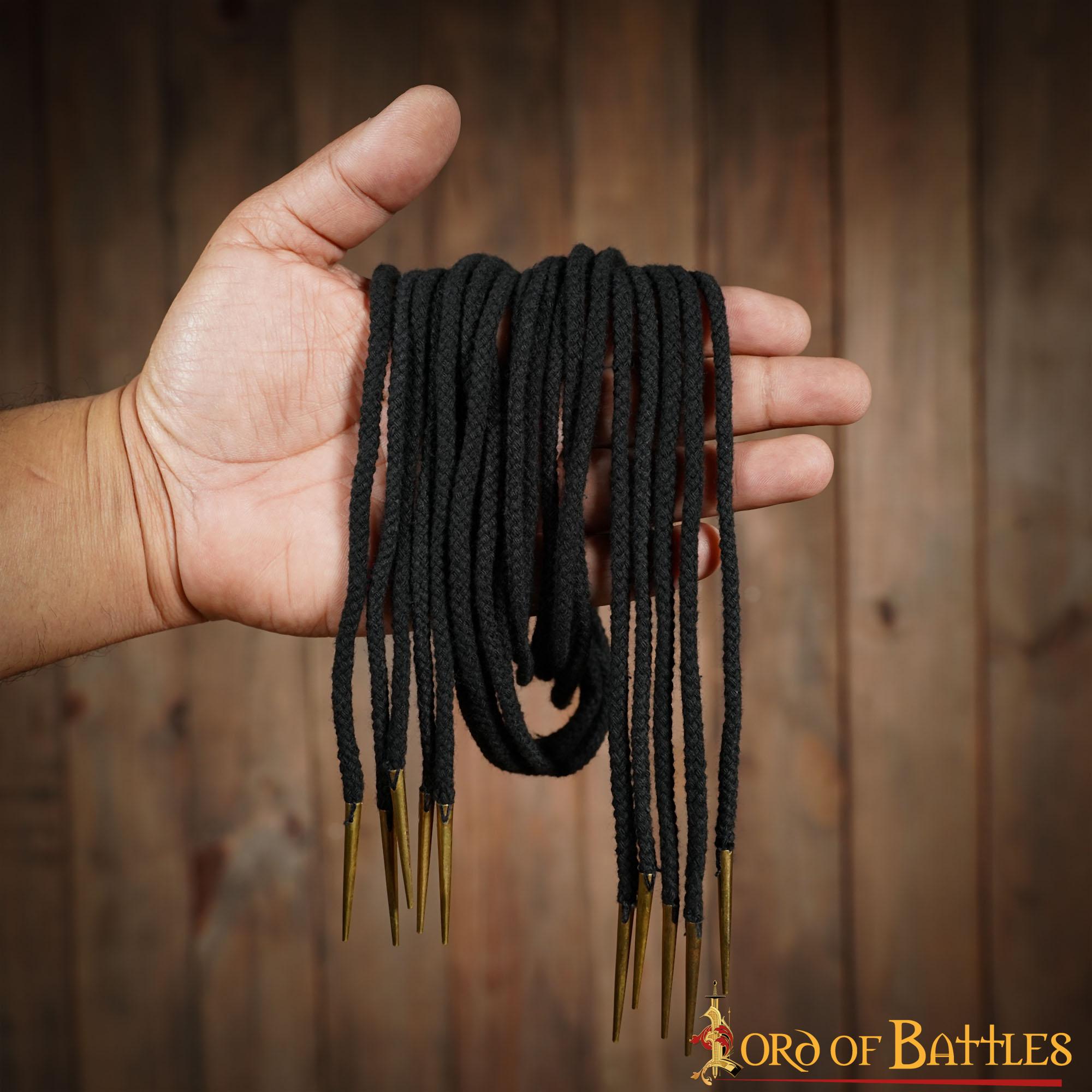 Imagen única de: Cordones de Algodón Negro con Remates de Latón Macizo - Juego de 5 Corbatas Medievales