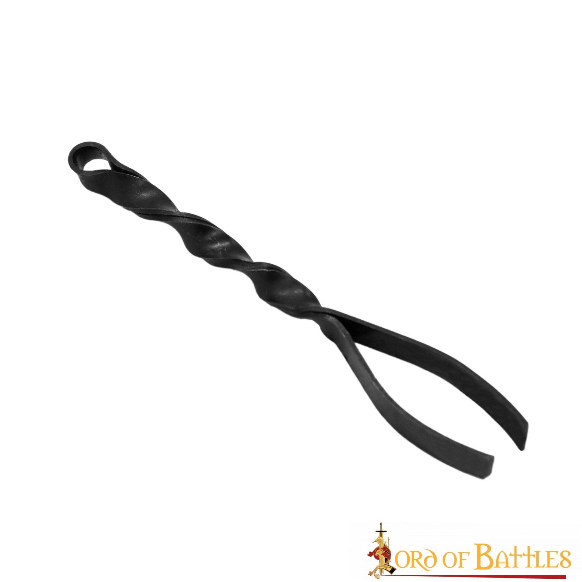 Imagen única de: Pinza Medieval de Hierro Forjada a Mano - Herramienta Tradicional de Aseo con Mango Retorcido