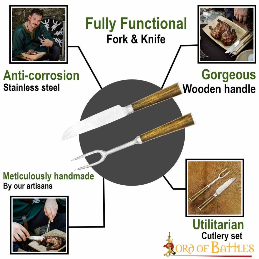 Imagen única de: Juego de Cuchillos y Tenedores de Acero Inoxidable Totalmente Funcionales Hechos a Mano