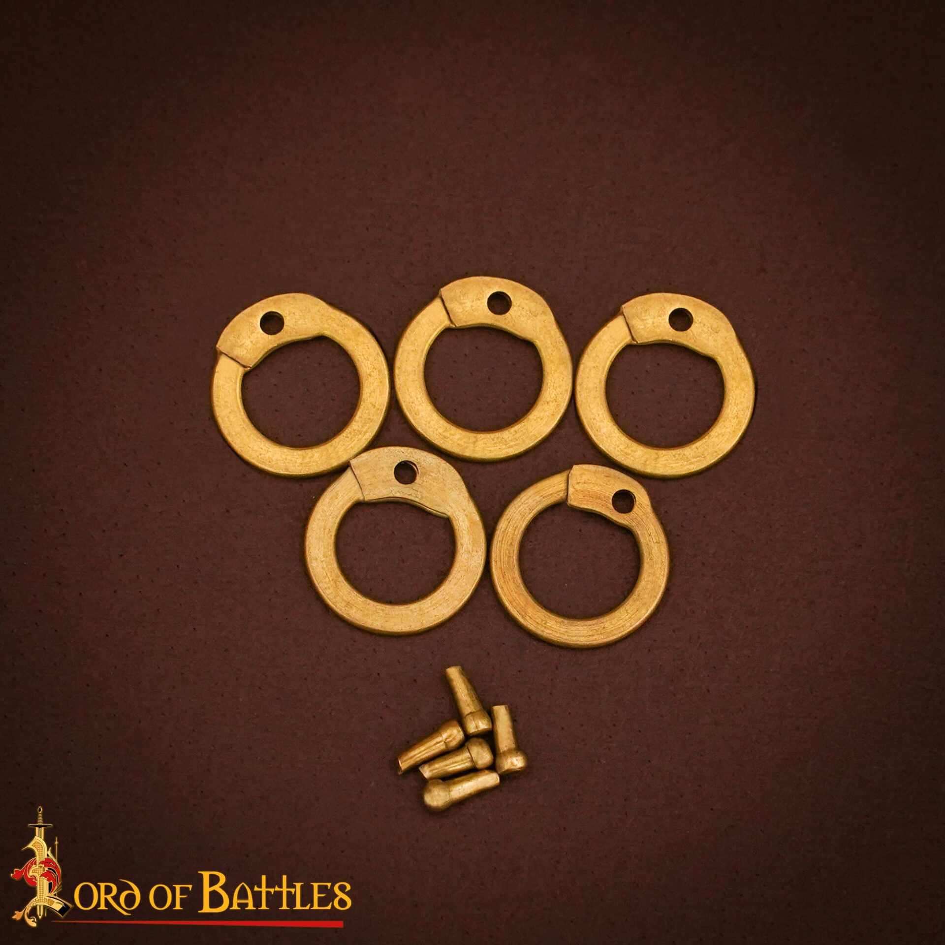 Imagen única de: Anillas Planas de Latón - Anillas Planas con Remaches en Forma de Cúpula de 6 Mm - Calibre 18, Acabado en Latón - 1kgs - Ideal para Bricolaje y Reparaciones de Cota de Malla