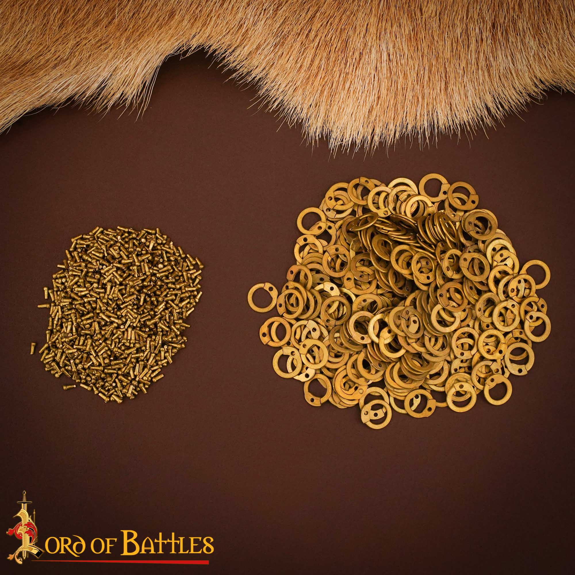 Imagen única de: Anillas Planas de Latón - Anillas Planas con Remaches en Forma de Cúpula de 6 Mm - Calibre 18, Acabado en Latón - 1kgs - Ideal para Bricolaje y Reparaciones de Cota de Malla