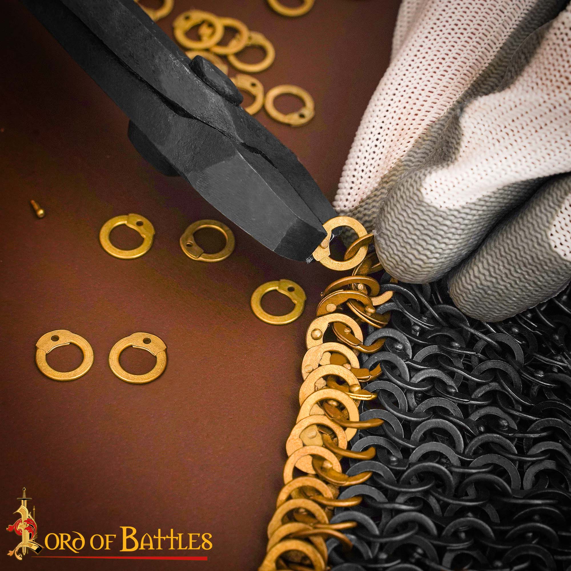 Imagen única de: Anillas Planas de Latón - Anillas Planas con Remaches en Forma de Cúpula de 6 Mm - Calibre 18, Acabado en Latón - 1kgs - Ideal para Bricolaje y Reparaciones de Cota de Malla