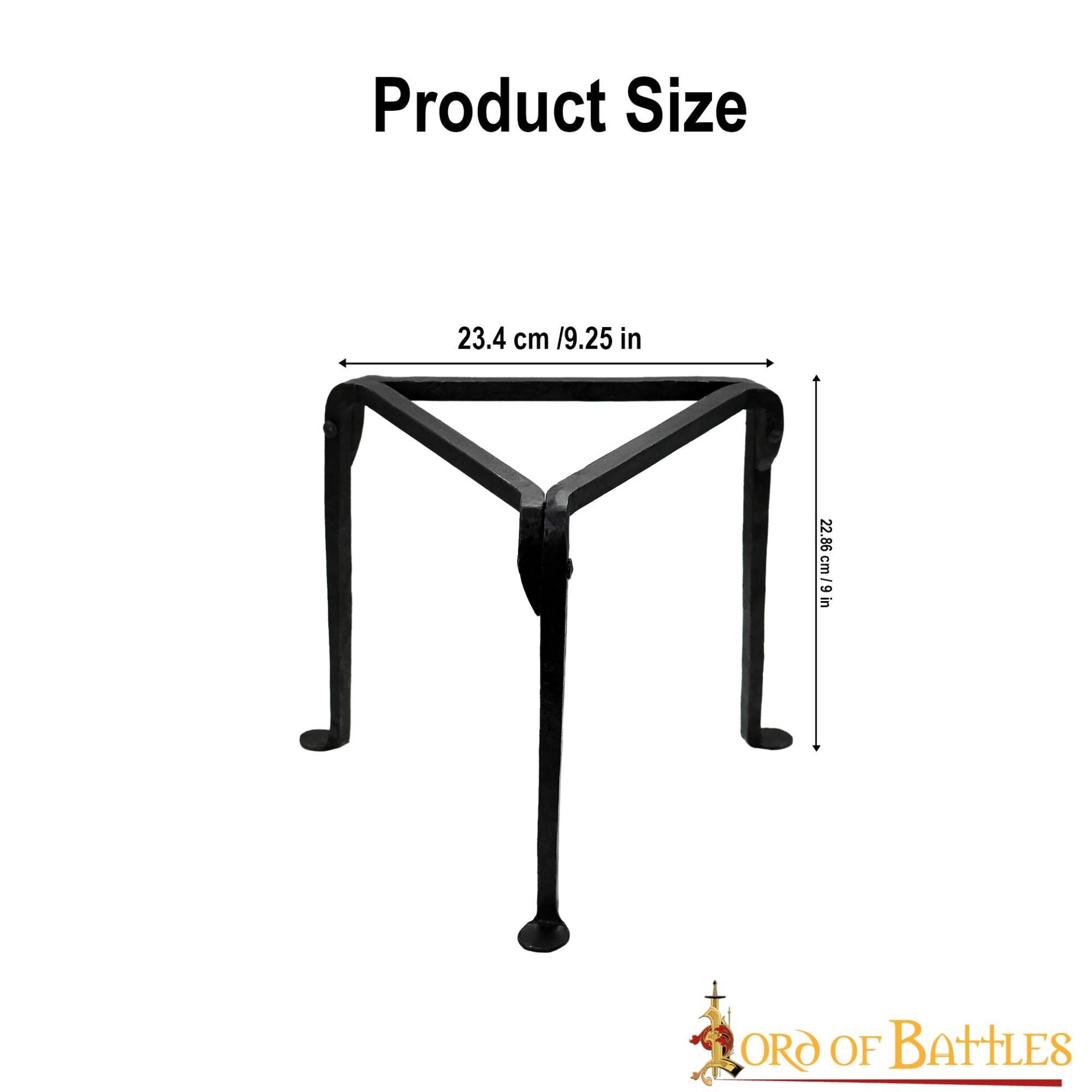 Imagen única de: Trípode de Hierro Forjado a Mano - 9 Pulgadas Acabado Negro - Soporte Medieval para Olla de Campamento