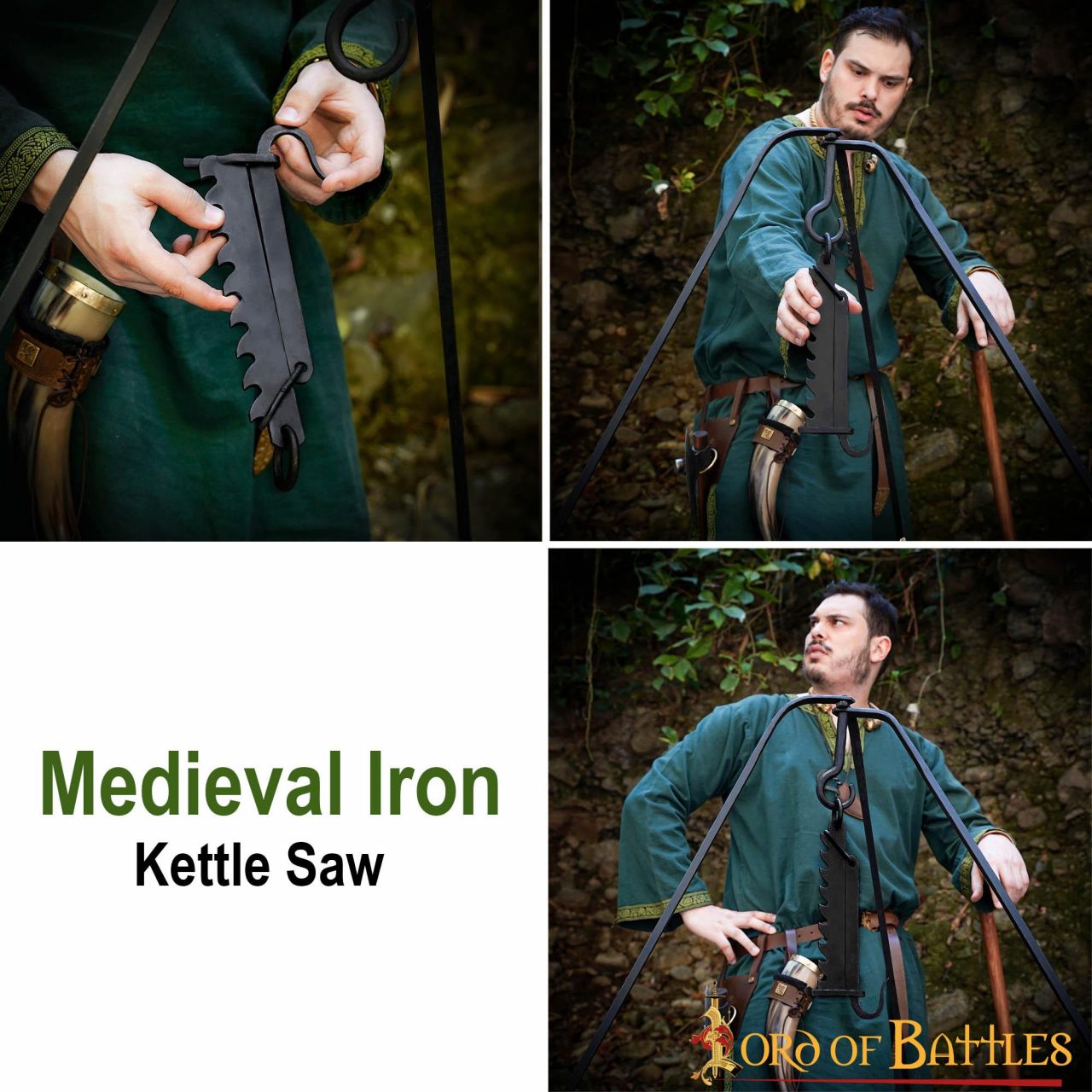 Imagen única de: Hervidor Medieval de Hierro Forjado a Mano Sierra de Campamento Funcional