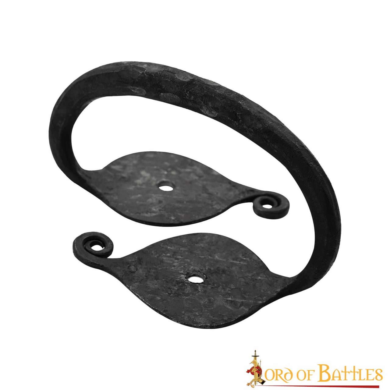 Imagen única de: Asa de Cofre de Hierro Forjado a Mano - Acabado Rústico Negro Petróleo - Asa de Cofre de Estilo Medieval