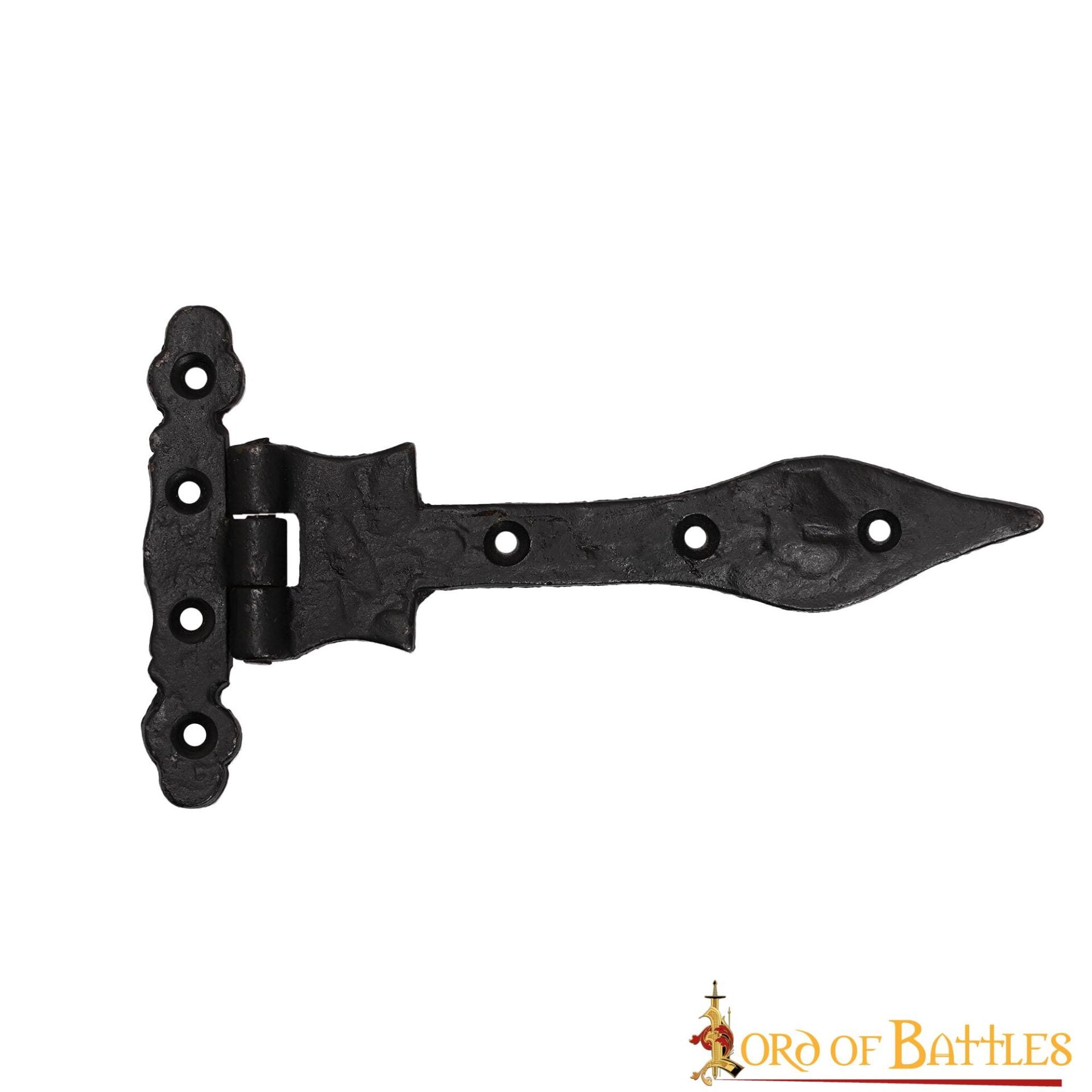 Imagen única de: Bisagra Medieval en T de Hierro Forjado a Mano con Punta de Lanza - Bisagra Rústica con Correa Negra para Puertas de Granero, Cofres, Armarios y Puertas