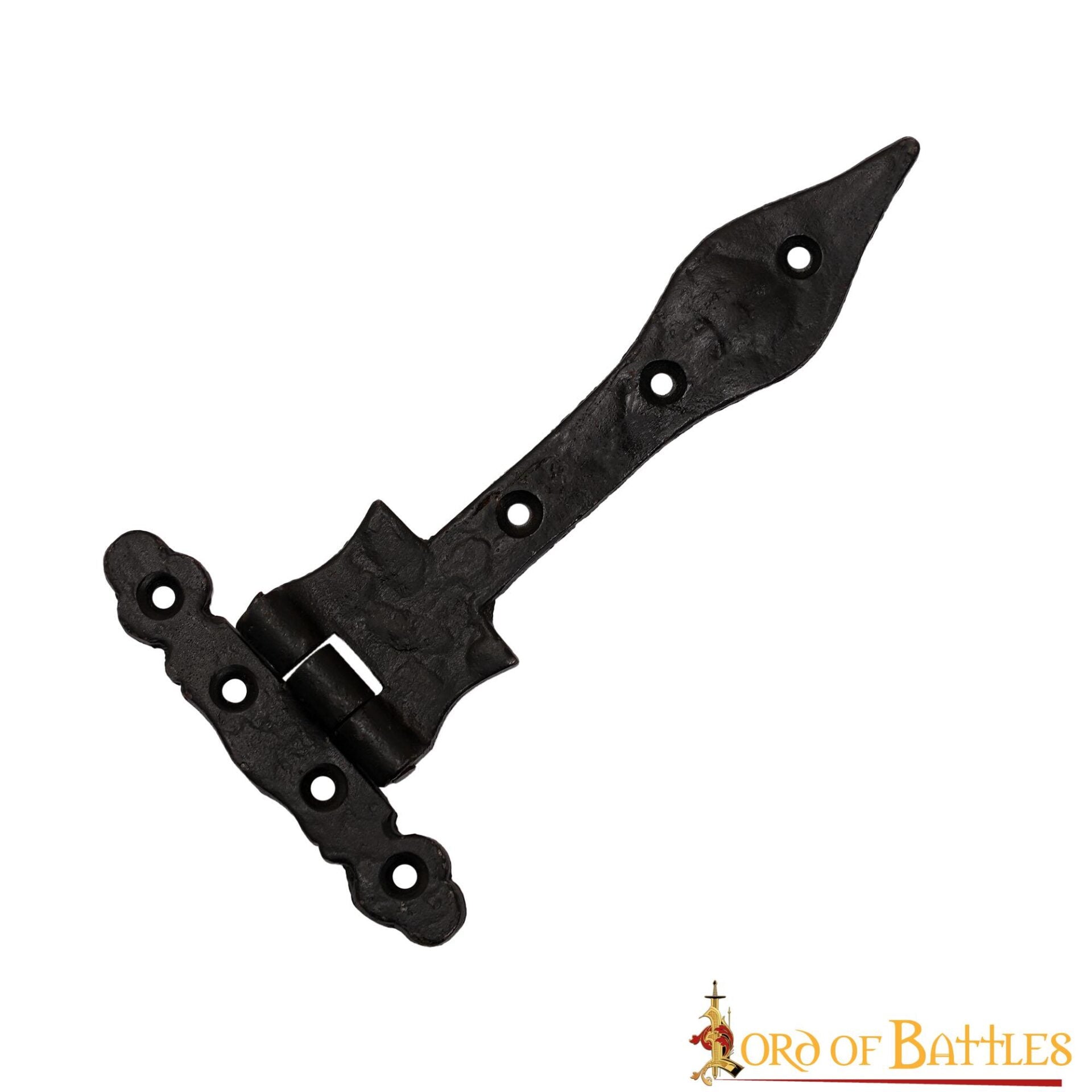 Imagen única de: Bisagra Medieval en T de Hierro Forjado a Mano con Punta de Lanza - Bisagra Rústica con Correa Negra para Puertas de Granero, Cofres, Armarios y Puertas