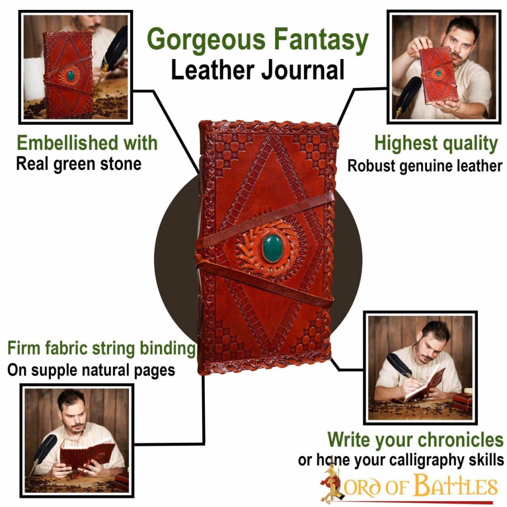 Imagen única de: Diario Medieval de Piedra Diario Artesanal de Piel Auténtica