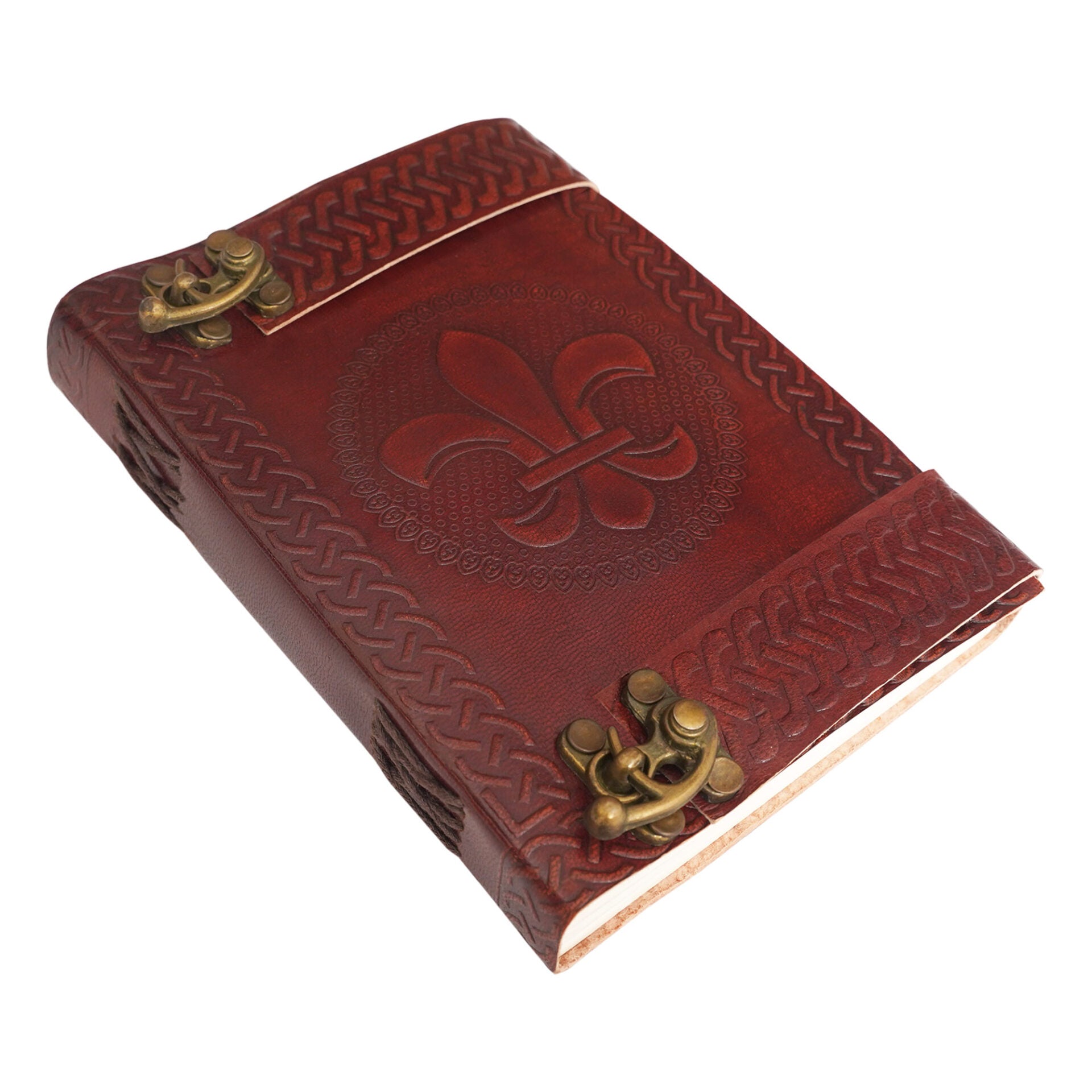 Imagen única de: Diario Fleur de Lys de Piel Auténtica con Candado