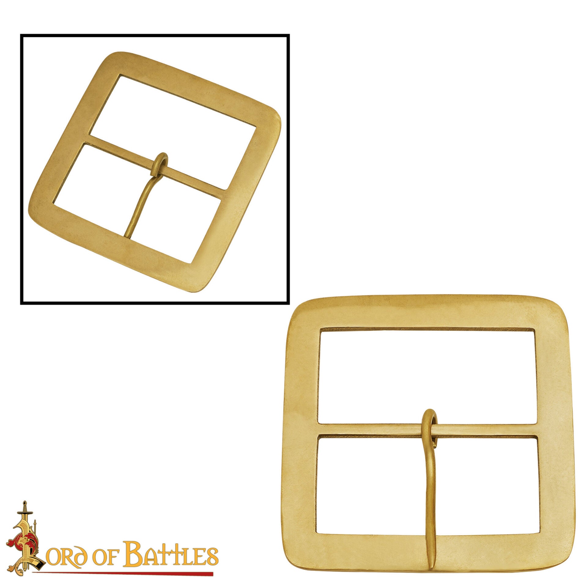 Imagen única de: Hebilla Cuadrada Medieval de Latón Macizo - 3.6" para Cinturones Anchos de Cuero y Accesorios de Disfraces