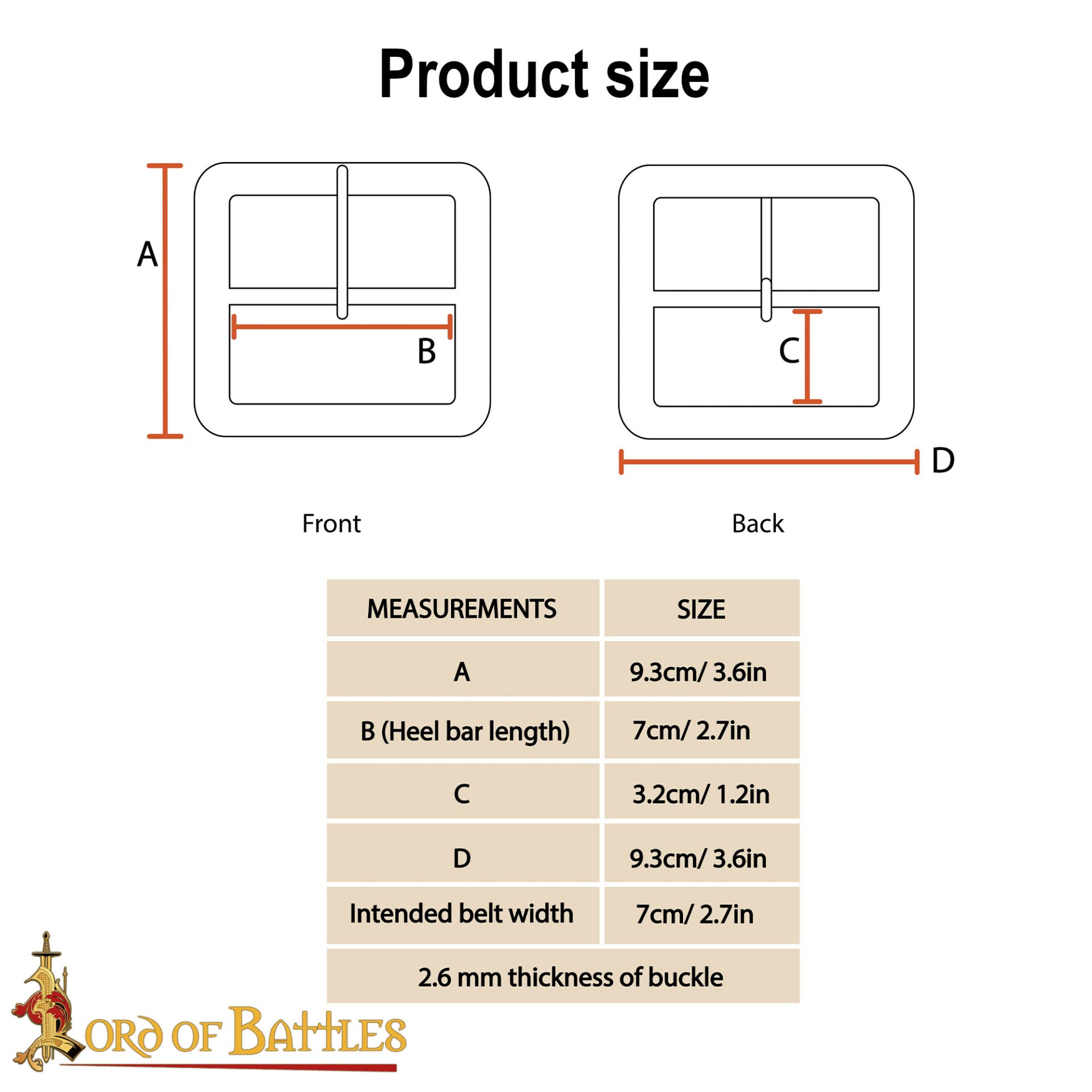 Imagen única de: Hebilla Cuadrada Medieval de Latón Macizo - 3.6" para Cinturones Anchos de Cuero y Accesorios de Disfraces