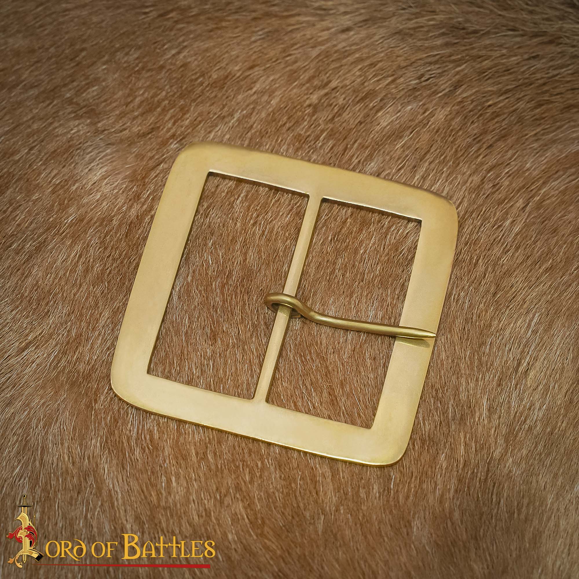 Imagen única de: Hebilla Cuadrada Medieval de Latón Macizo - 3.6" para Cinturones Anchos de Cuero y Accesorios de Disfraces