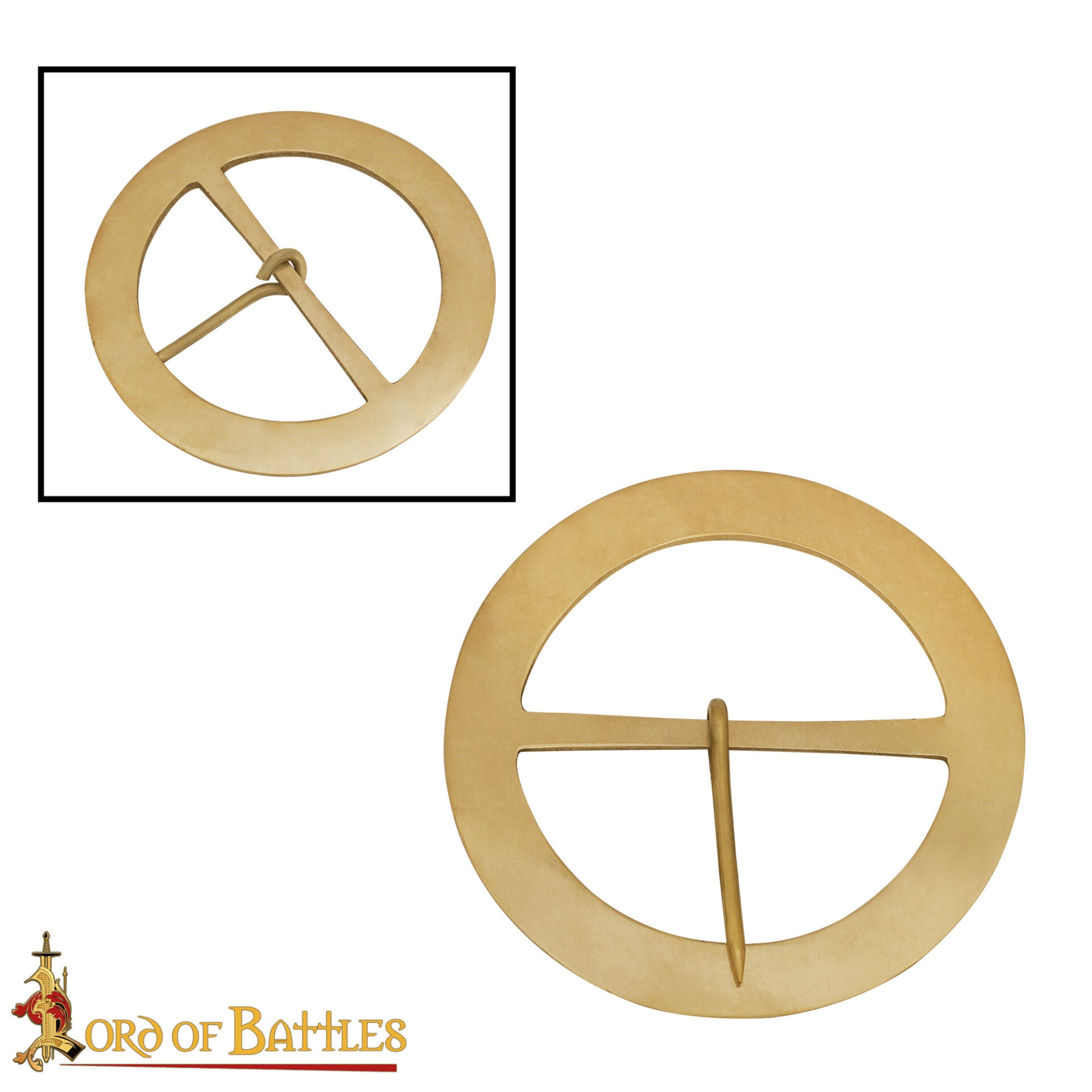 Imagen única de: Hebilla Medieval Redonda de Latón Macizo 9,5 Cm