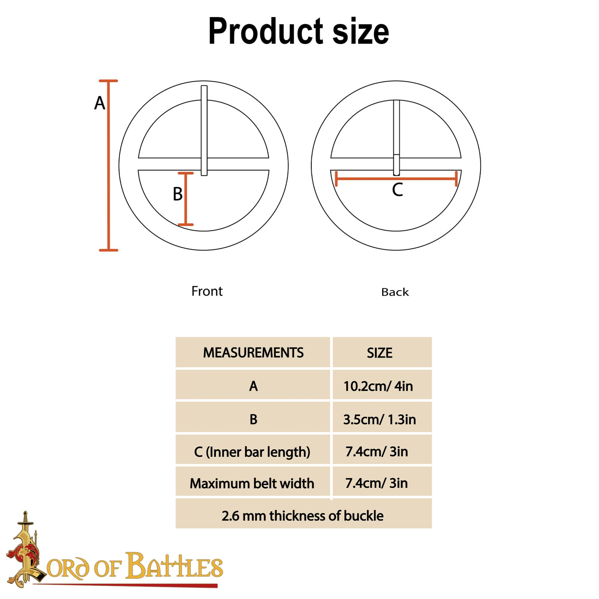 Imagen única de: Hebilla Medieval Redonda de Latón Macizo 9,5 Cm