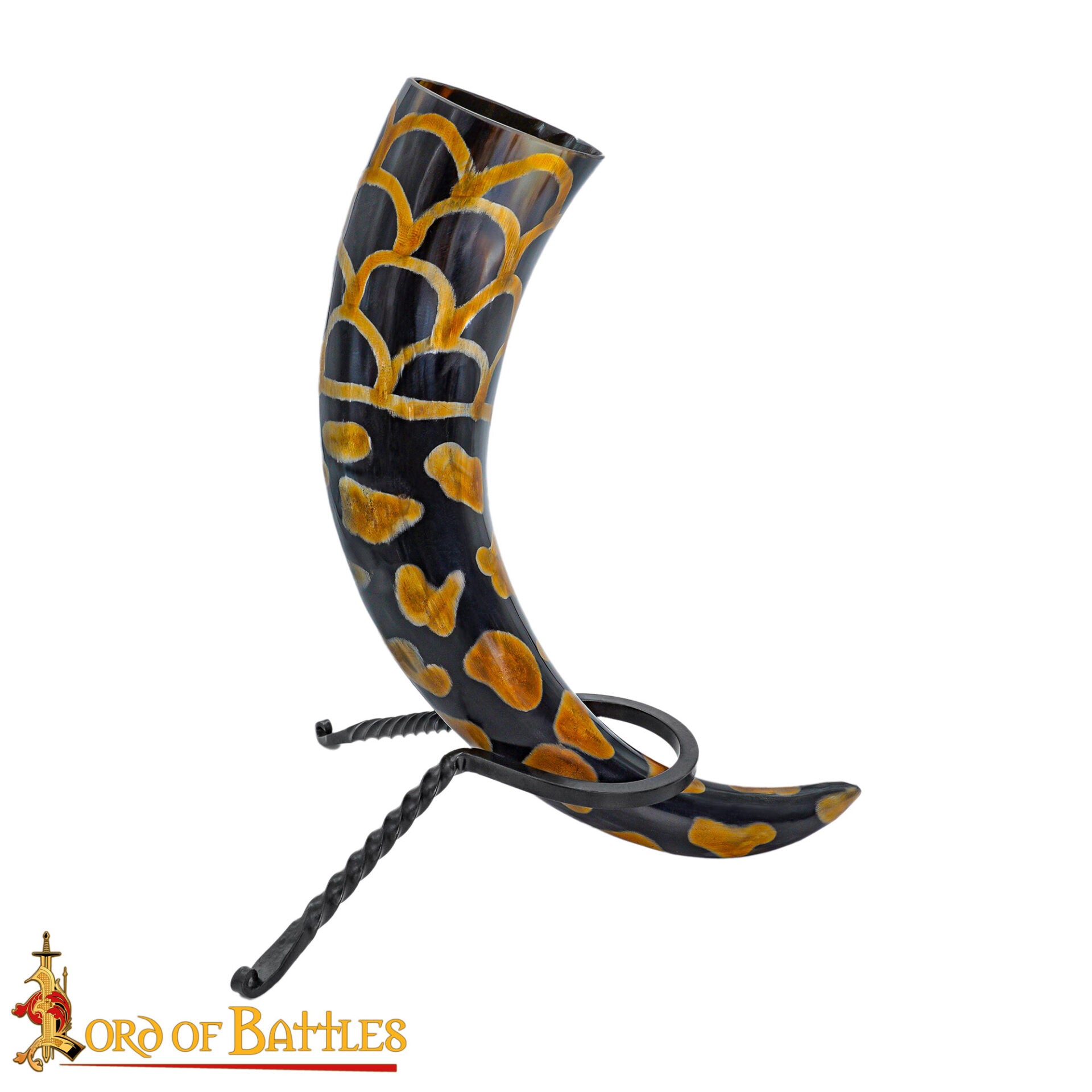 Imagen única de: Soporte Medieval de Hierro Forjado para Cuernos de Beber - Soporte para Cuernos Forjado a Mano con Acabado de Aceite Ennegrecido