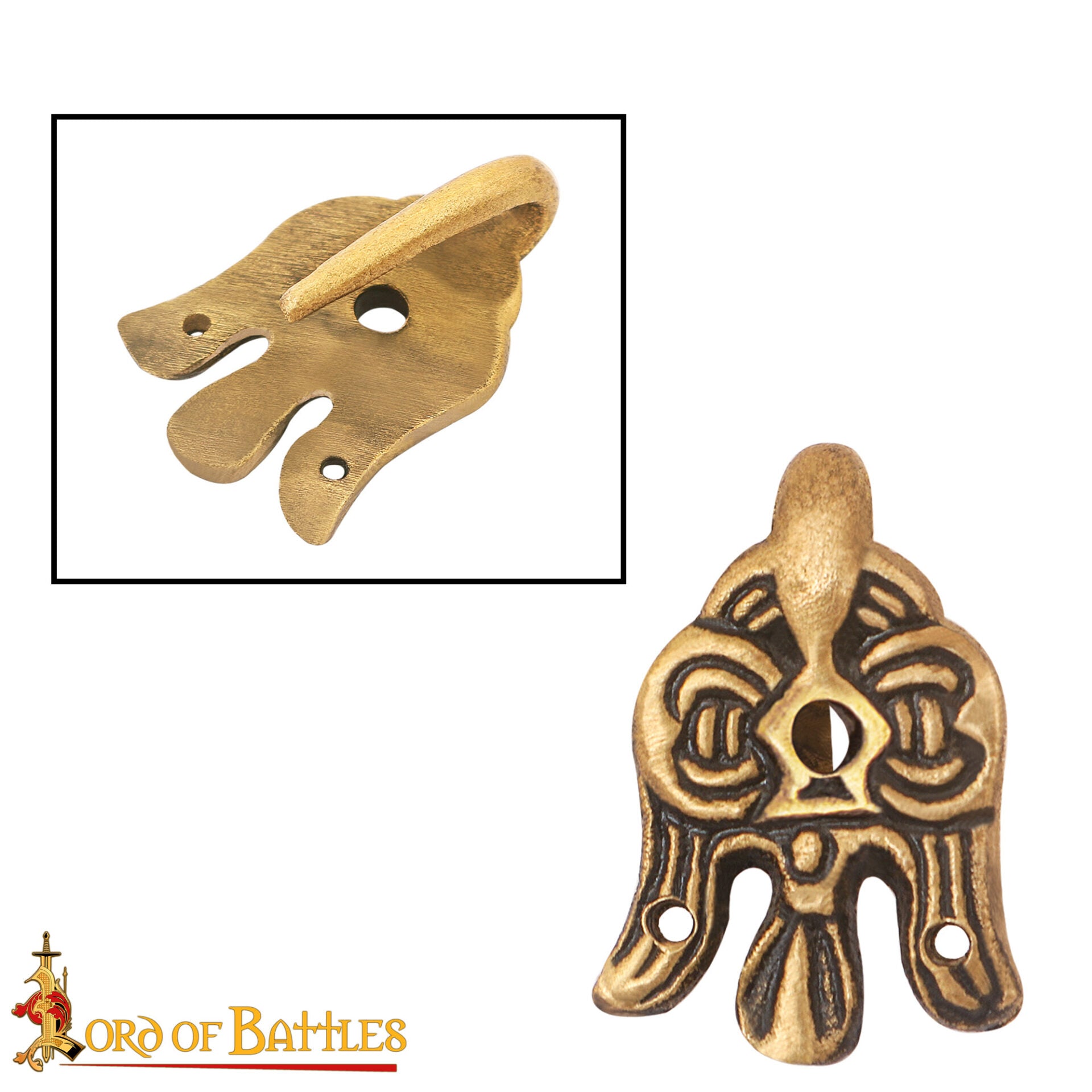 Imagen única de: Gancho de Cuervo de Latón Vikingo del Siglo X - 3 Cm - para Envolturas de Piernas y Winingas