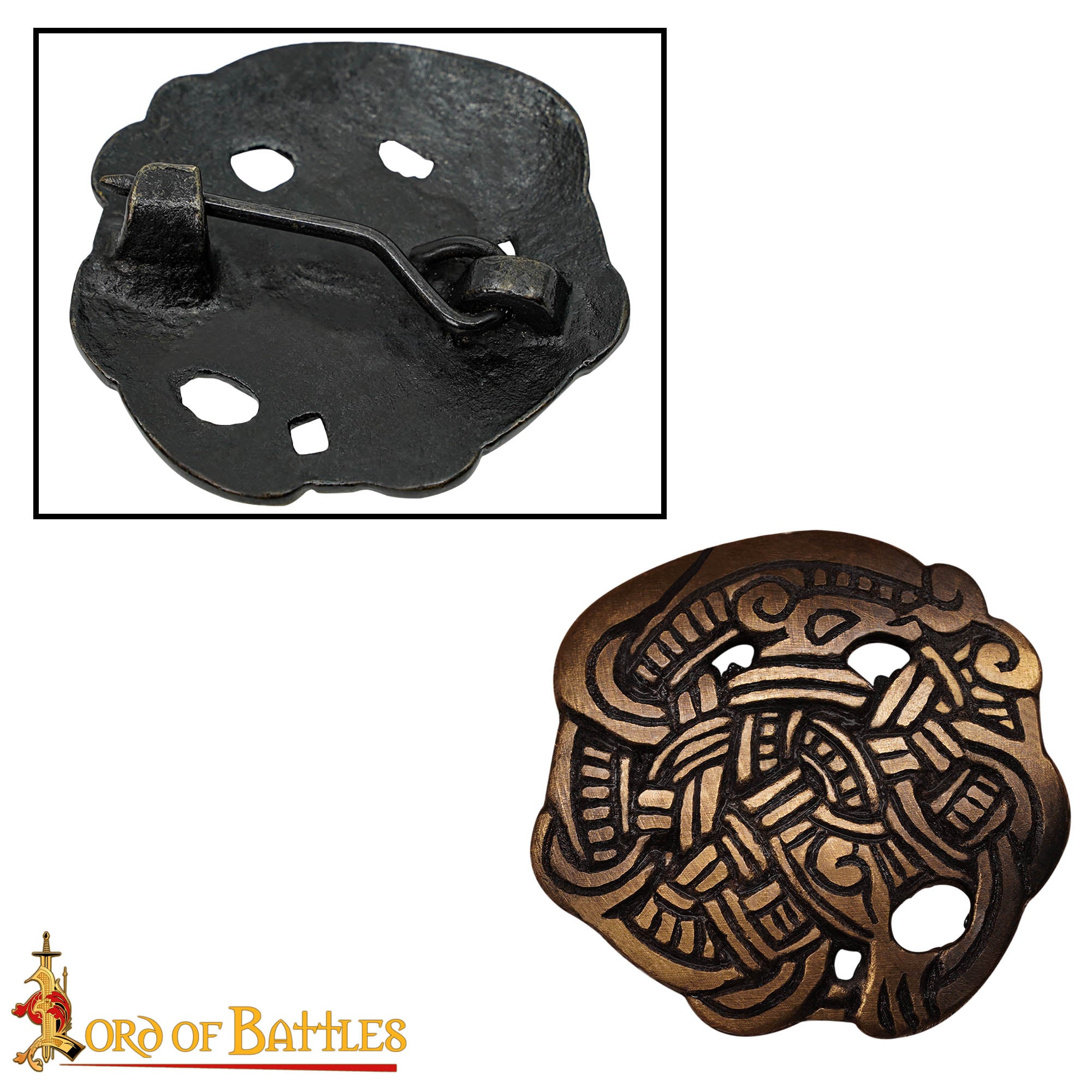Imagen única de: Broche Vikingo de Animal Agarrado - Latón Antiguo