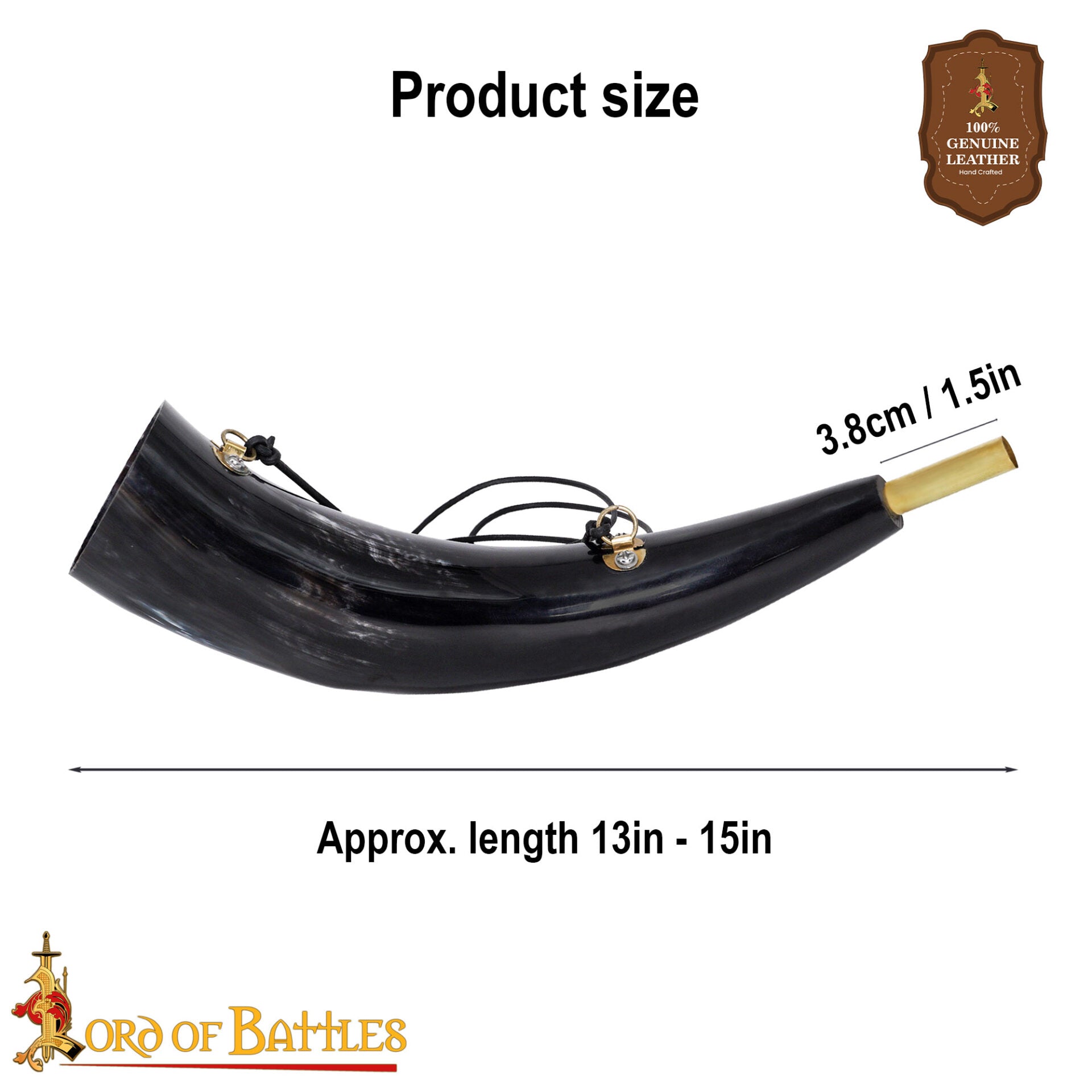 Imagen única de: Viking Blowing Horn - Bocina de Buey de Origen Ético con Boquilla de Latón