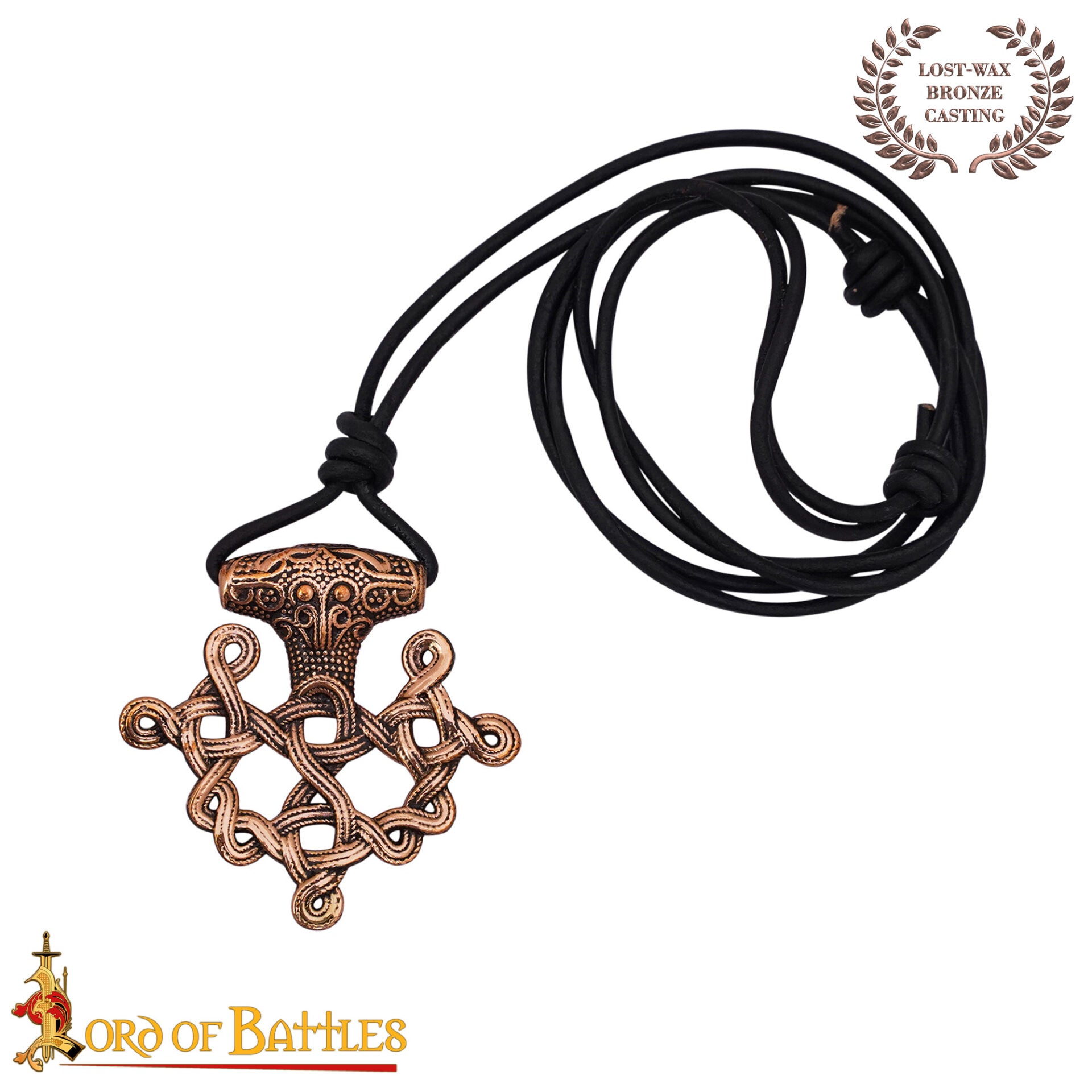 Imagen única de: Colgante Cruz Vikinga Hiddensee Bronce Macizo con Cordón de Cuero | Diseño Nórdico del Siglo Ix