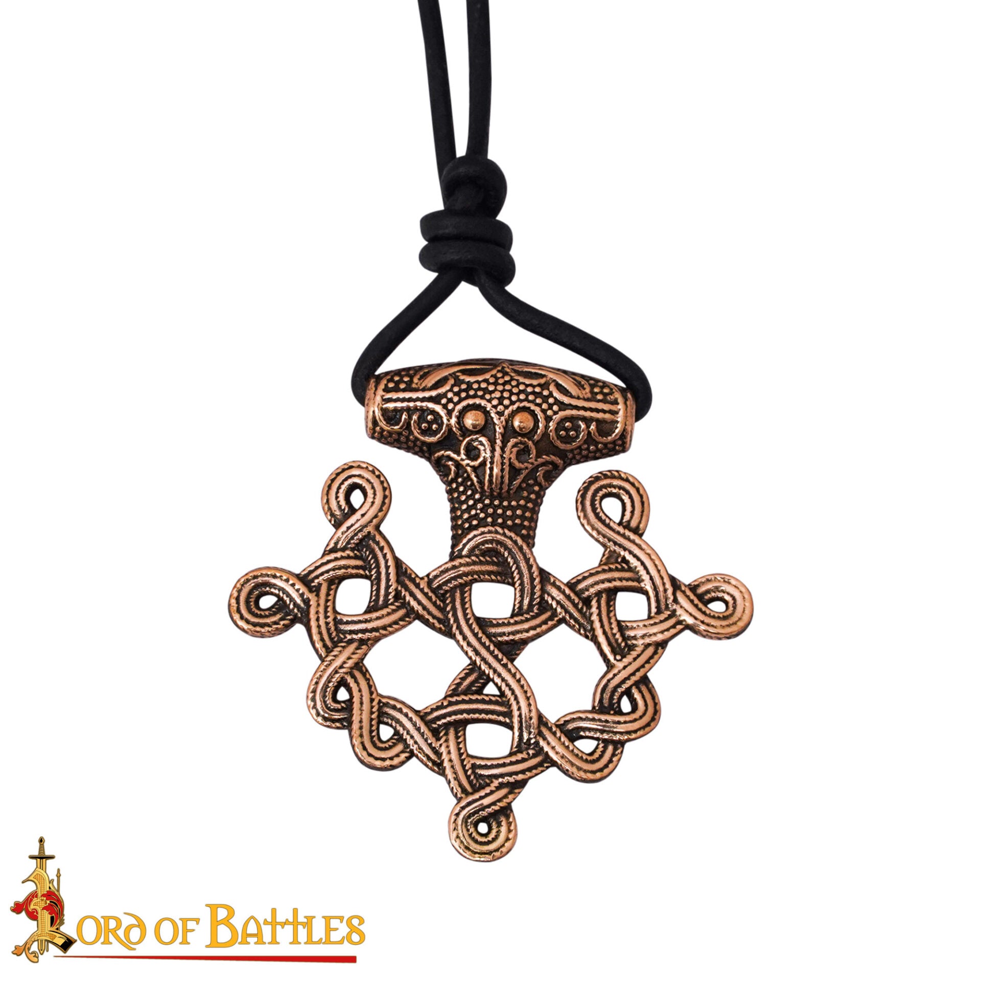 Imagen única de: Colgante Cruz Vikinga Hiddensee Bronce Macizo con Cordón de Cuero | Diseño Nórdico del Siglo Ix