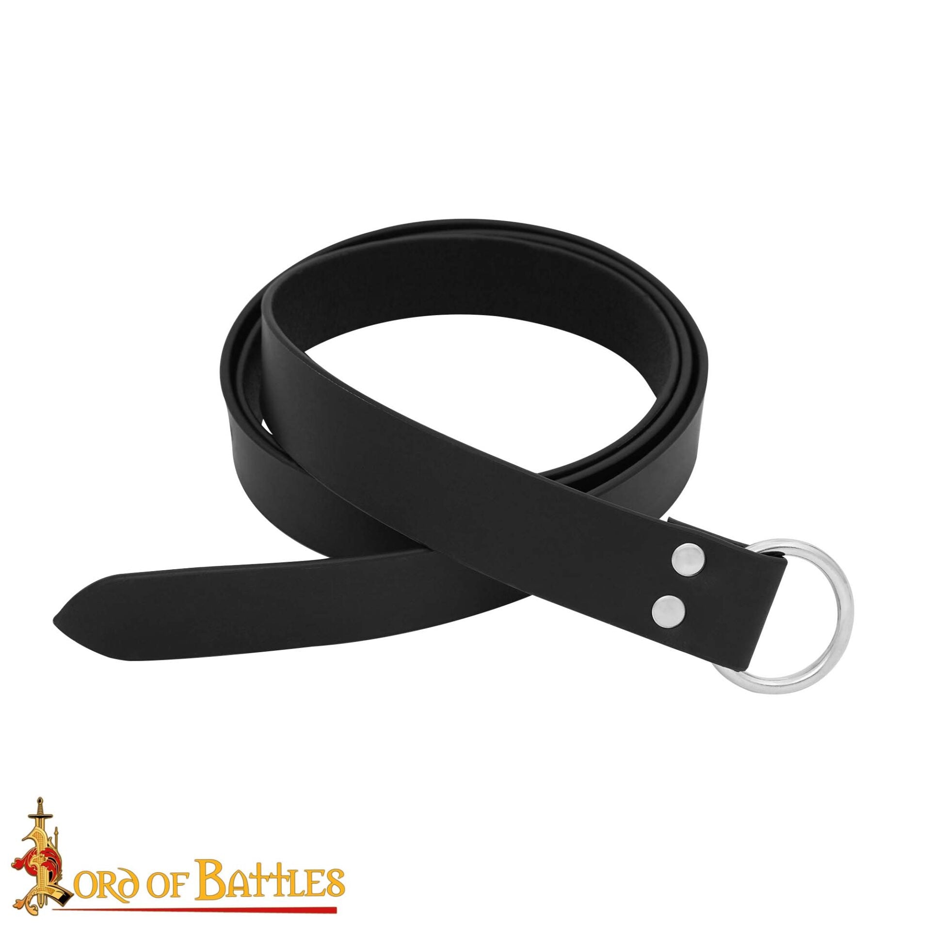Cinturón Medieval de Cuero Negro con Hebilla de Anillo de Acero - Cuero de Búfalo Genuino 3.3mm, Larp & Accesorio Renacentista - Imagen 4