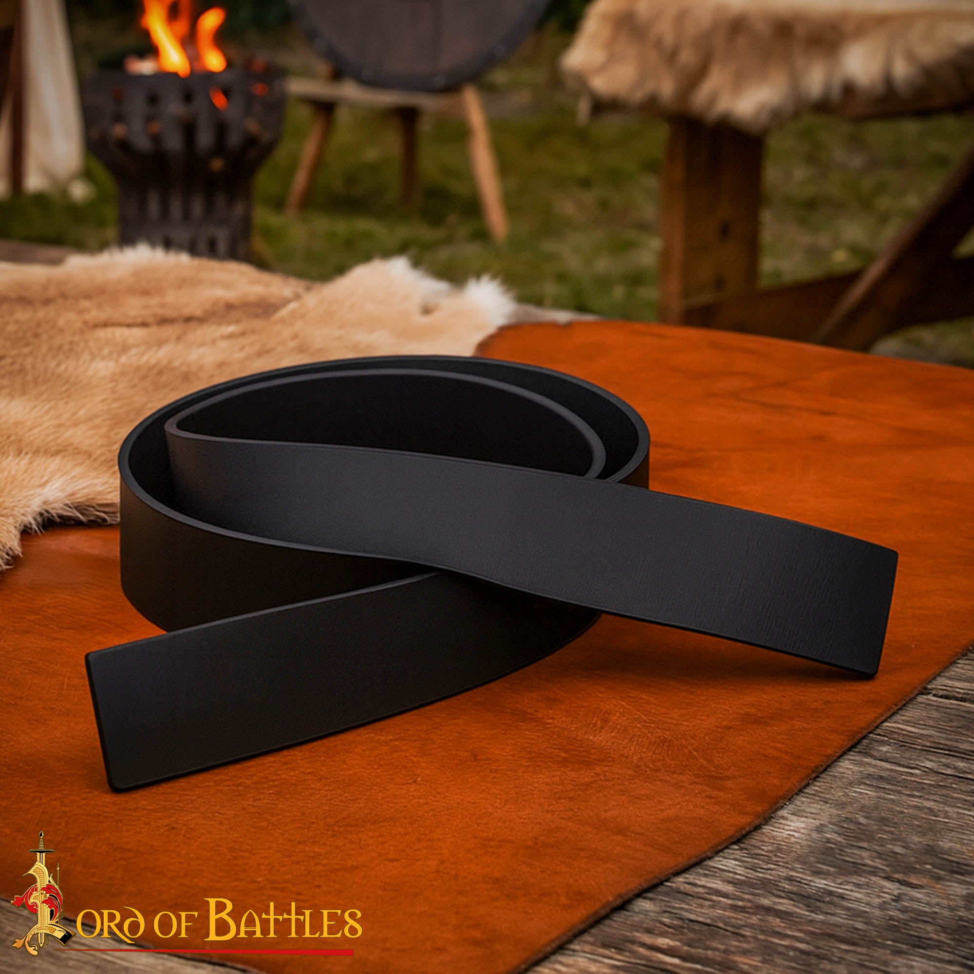 Imagen única de: Cinturón Medieval de Cuero Negro Liso | Cinturón de Bricolaje con Hebilla para Estilos Históricos