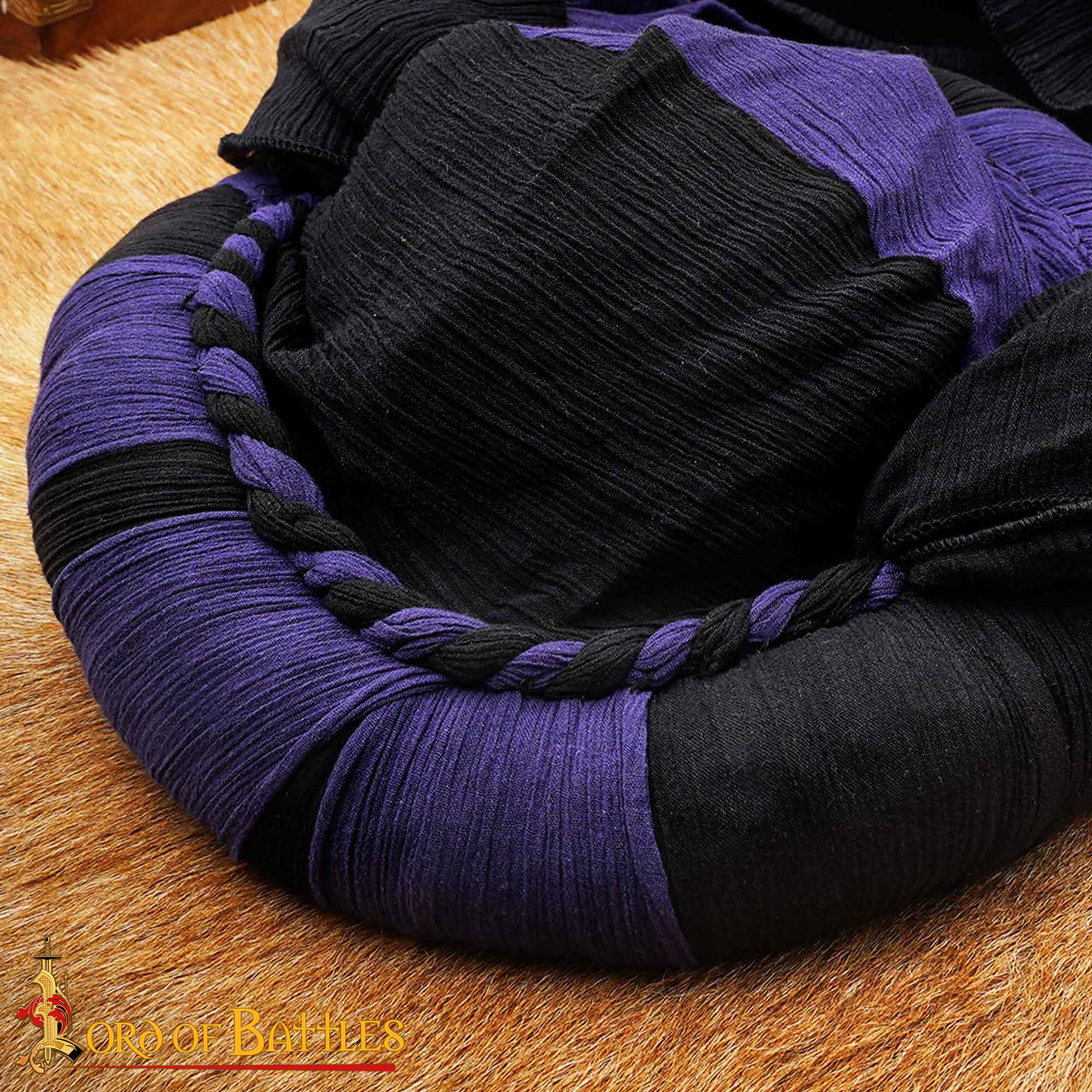 Imagen única de: Turbante Medieval Sarraceno - Negro y Violeta Desierto Head Wrap para Larp, Fantasía y Temas Históricos