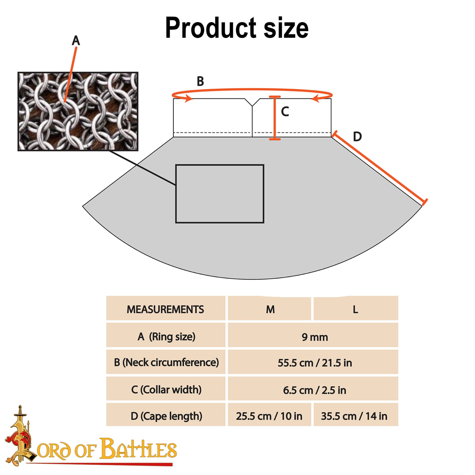 Cota de Malla Aventail - 9mm 16 Gauge High Tensile Wire, Spring Butted Mail - Imagen 3