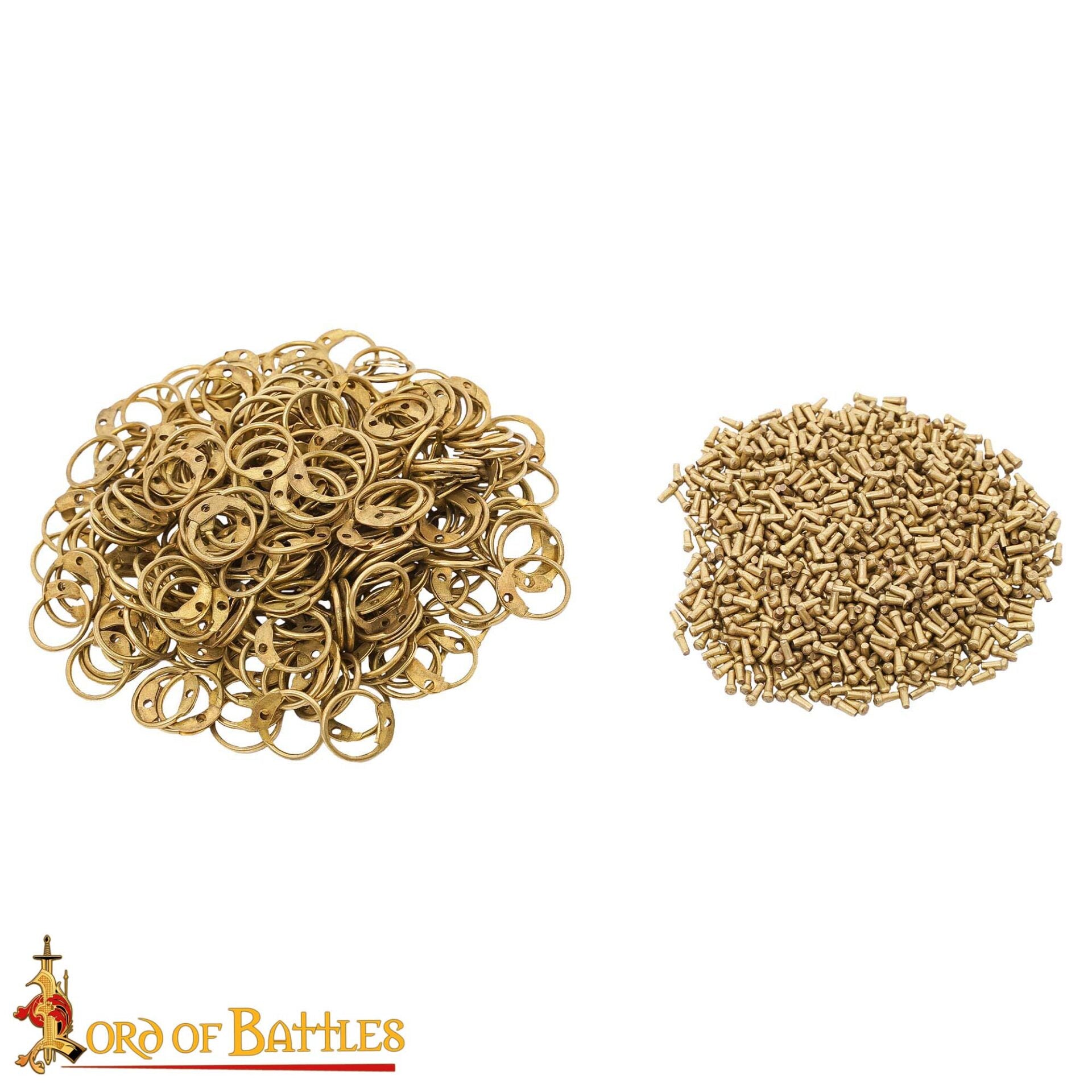 Imagen única de: Anillos Redondos de Latón Sueltos con Remaches Redondos - 6mm | Calibre 18 | para Cota de Malla Medieval Remachada