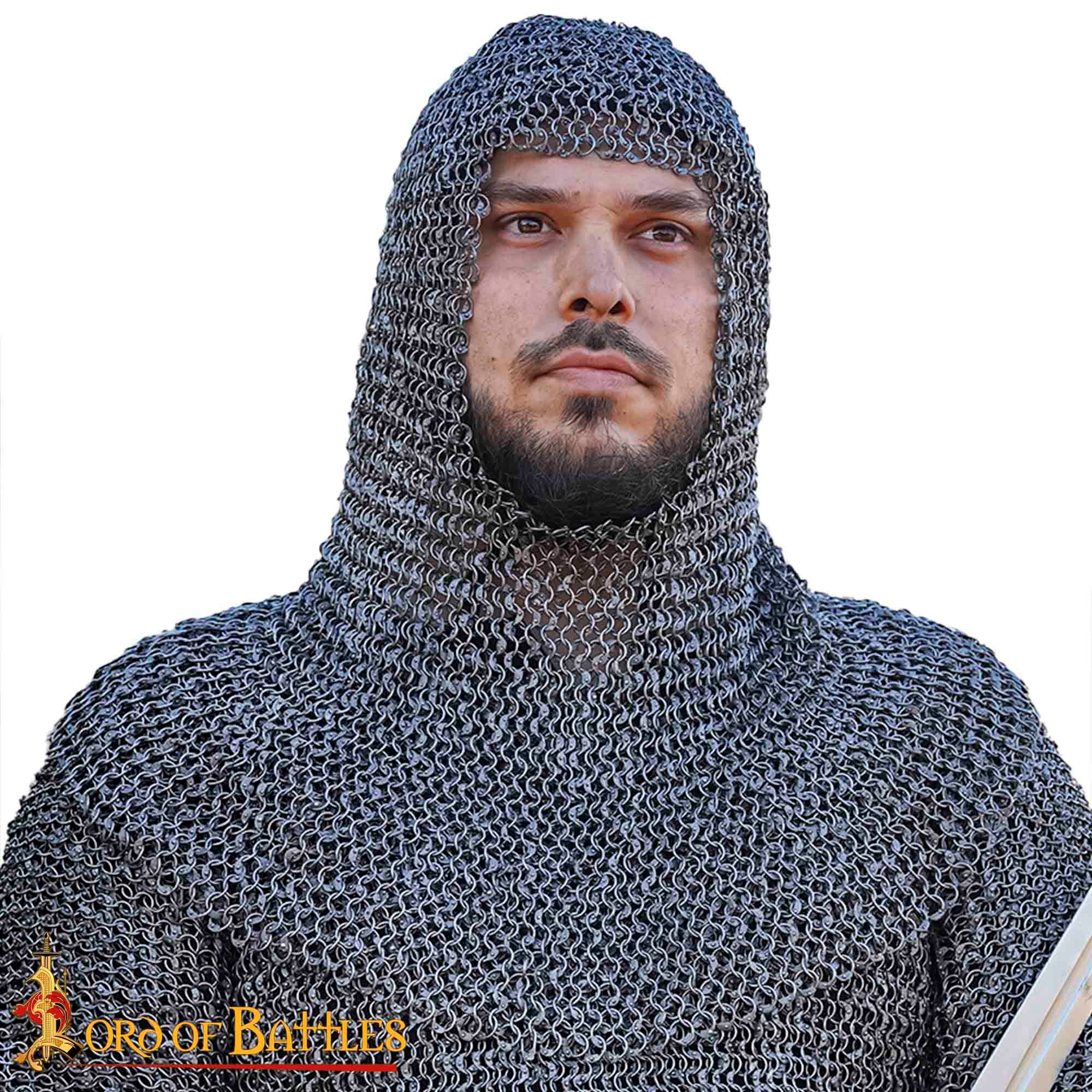 Imagen única de: Cofia de Cota de Malla de Acero Dulce del Siglo Xiii Anillos Redondos Remachados de 8 Mm (calibre 18)