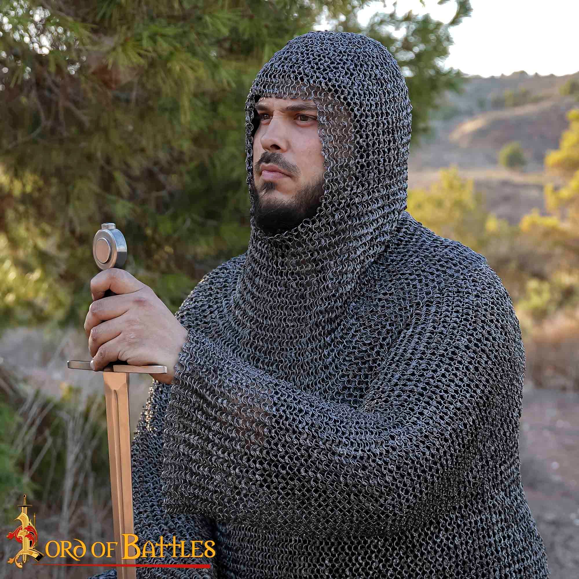 Imagen única de: Cofia de Cota de Malla de Acero Dulce del Siglo Xiii Anillos Redondos Remachados de 8 Mm (calibre 18)